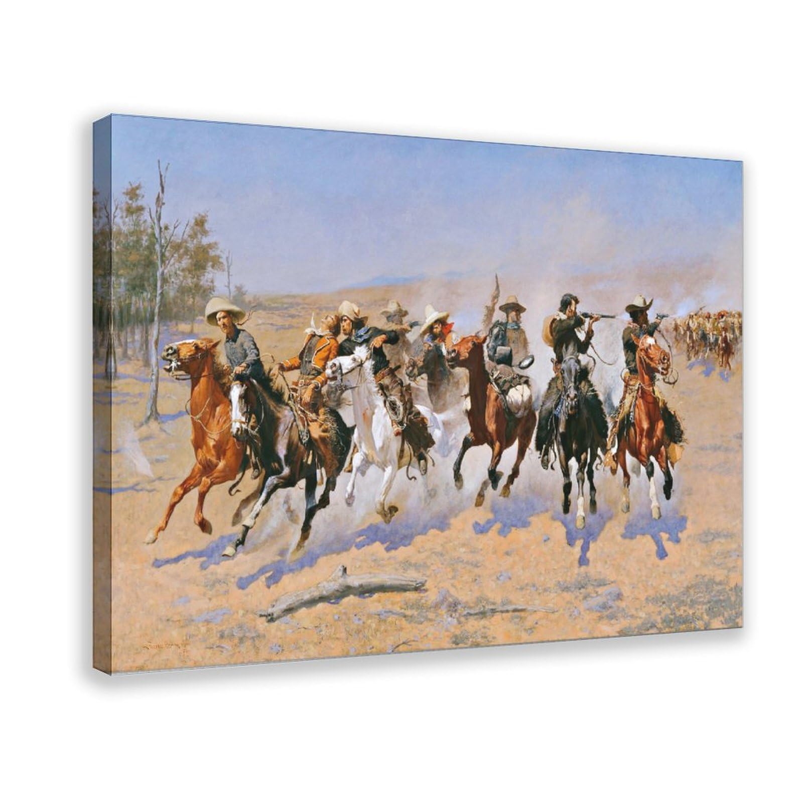 Impression sur toile A Dash for The Timber Frederic Remington avec cadre tendu - 8