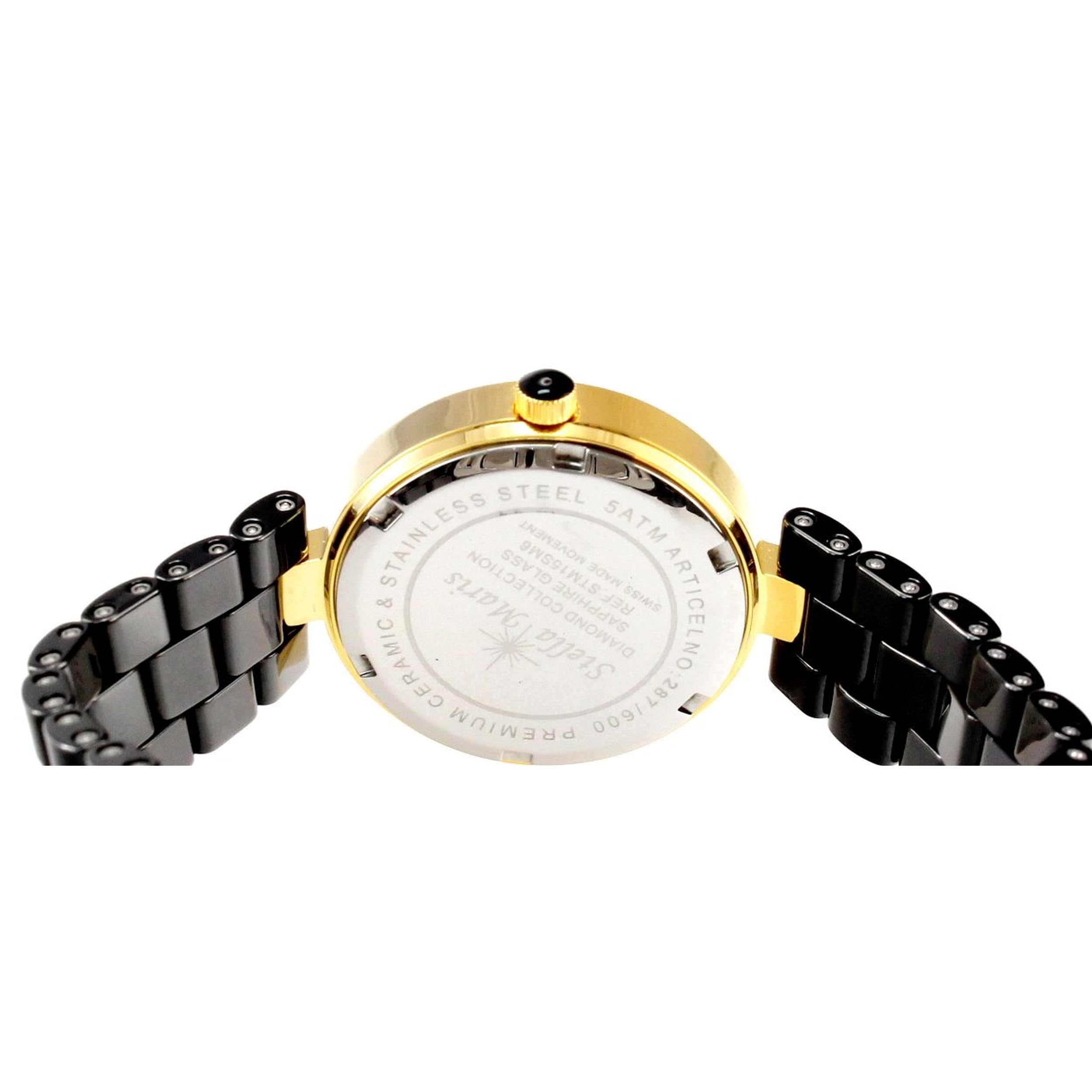 Stella Maris Damen Armbanduhr - Analog Quarz - Premium Keramik Armband - Perlmutt Zifferblatt - Diamanten und Swarovski Elemente - STM15SM6
