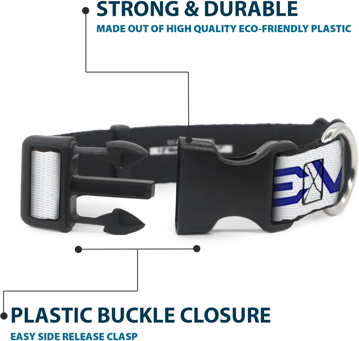 Star Wars Pet Collar, Dog Collar Plastic Buckle, Star Wars Aurebesh Rebel White Blue, 20 to 31 Inches 1.5 Inch Wide