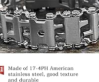 Vista 4 de Pulsera de herramientas de acero inoxidable ONELANKS para hombres, compatible con LEATHERMAN TREAD y correa de reloj, 29 en 1, pulsera multifunción