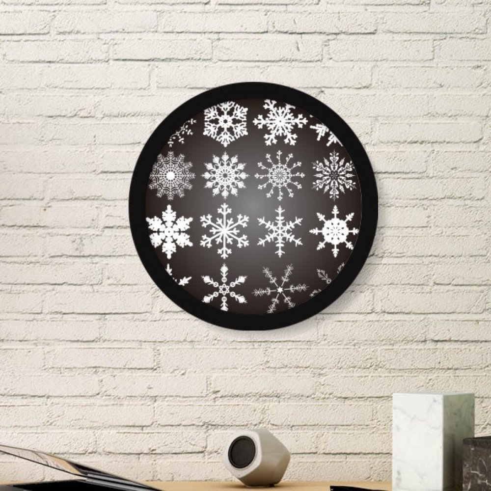 Cadre photo de Noël flocon de neige art mural premium noir rond