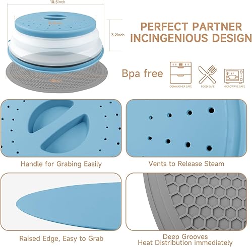 Miniatura 2 de Funda para microondas, cubierta para salpicaduras de microondas, cubierta de microondas para alimentos, salvamanteles para platos calientes, 2 en 1,