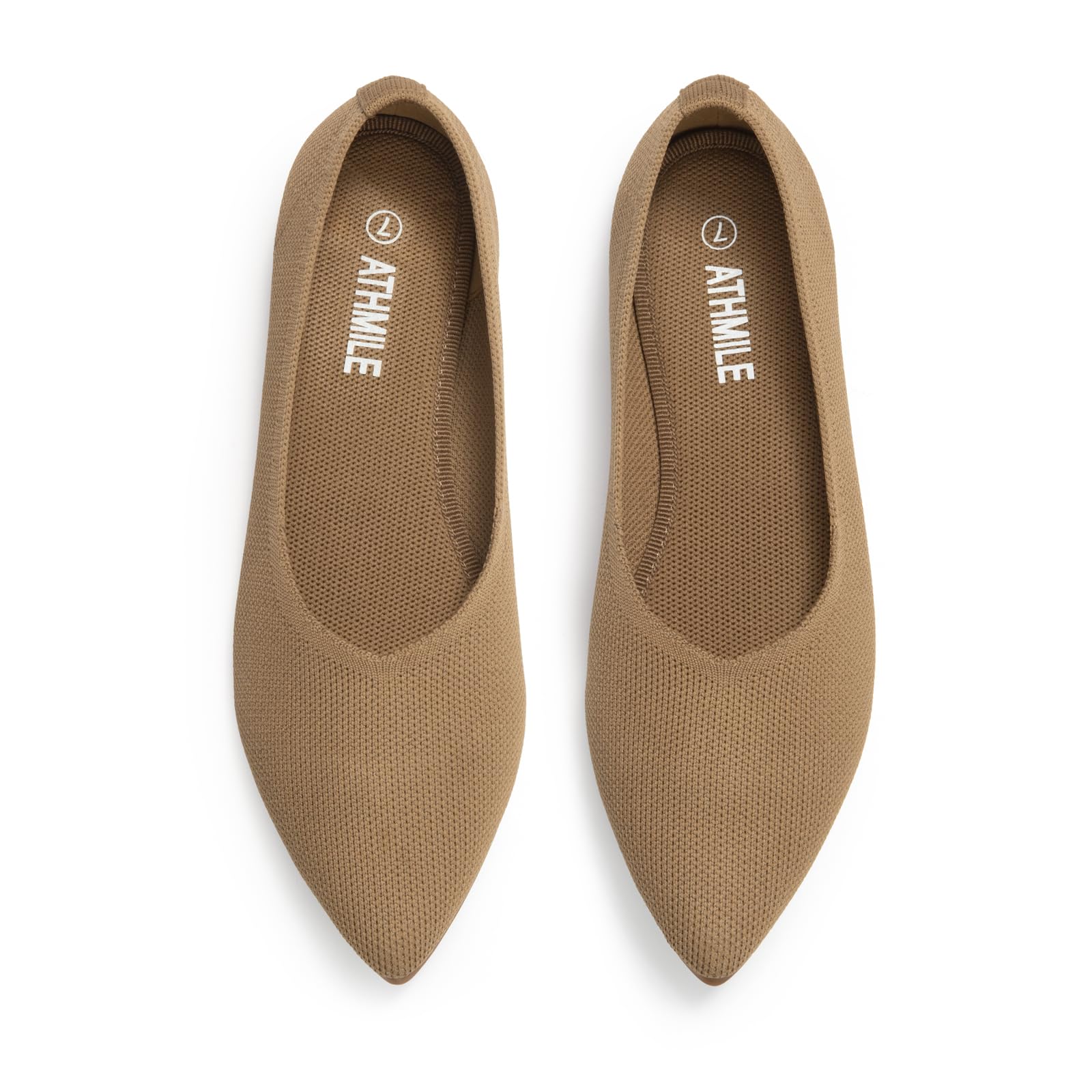 athmile pointed toe flats for women dressy bronze work shoes business casul knit ballet flats slip on office ladies comforttable dress