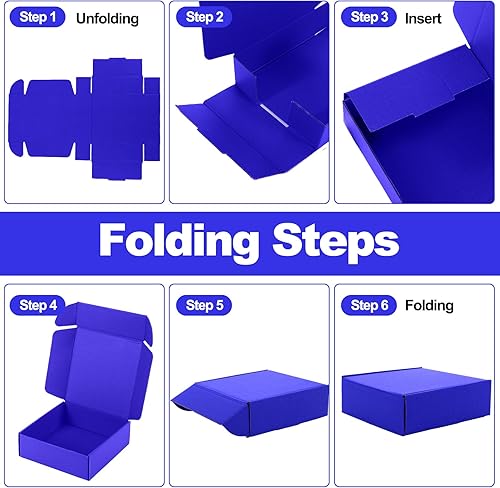 Miniatura 6 de Cajas de envío, paquete de 20 cajas de cartón corrugado azul, cajas de correo reciclables para embalaje de regalos de envío de pequeñas empresas