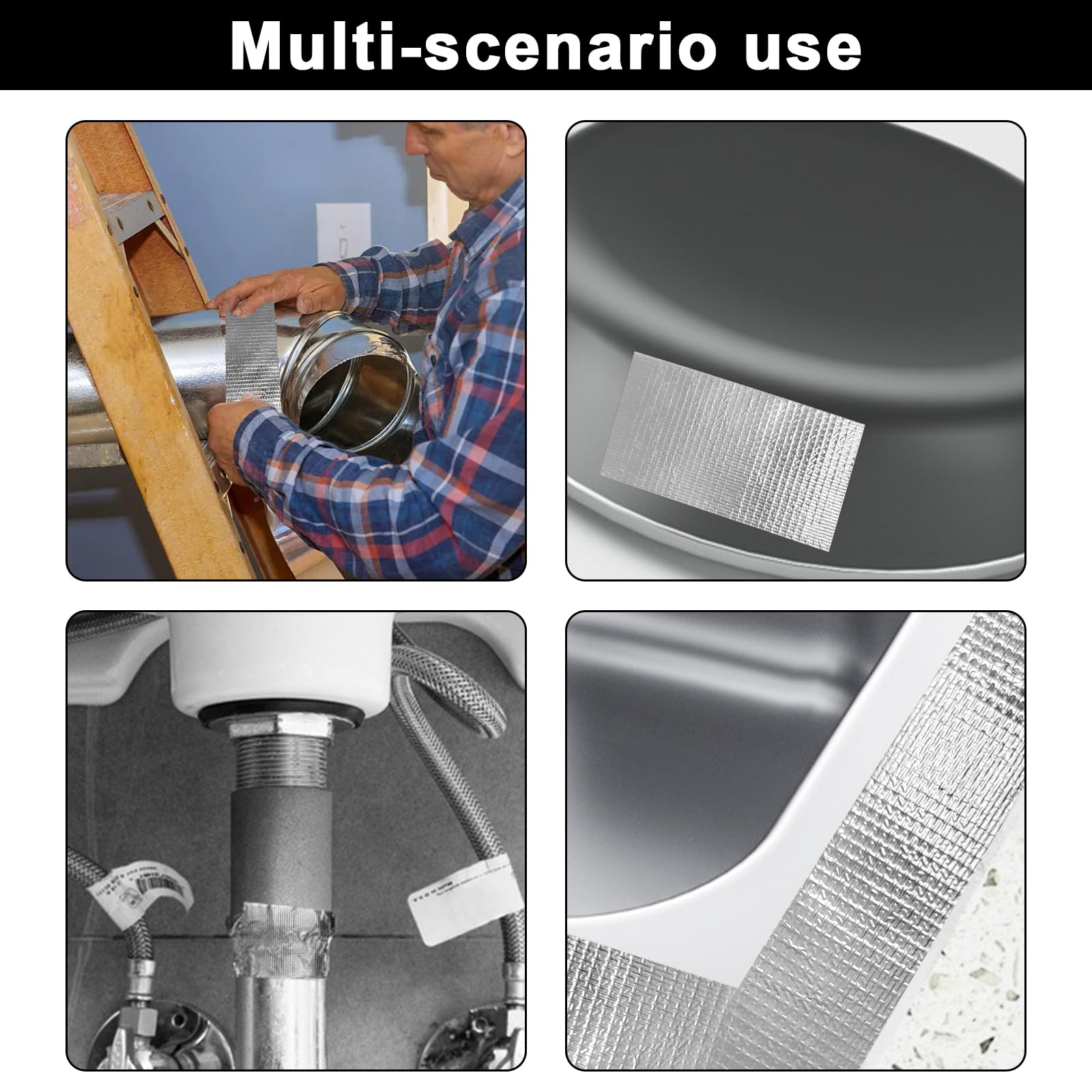 1 Nastro Sigillante per Scarico 5cm x 20m con 20 Fascette in Acciaio Inox, Nastro Adesivo in Alluminio Resistente al Calore, Nastro Impermeabile per Riparazione Marmitta, Tubi di Scarico Auto e Moto