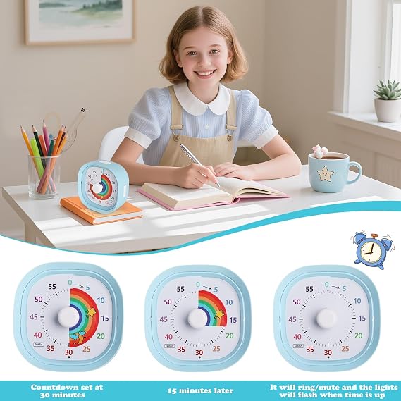 Visual Timer for Kids 60 Minute Visual Countdown Timer Silent Blue