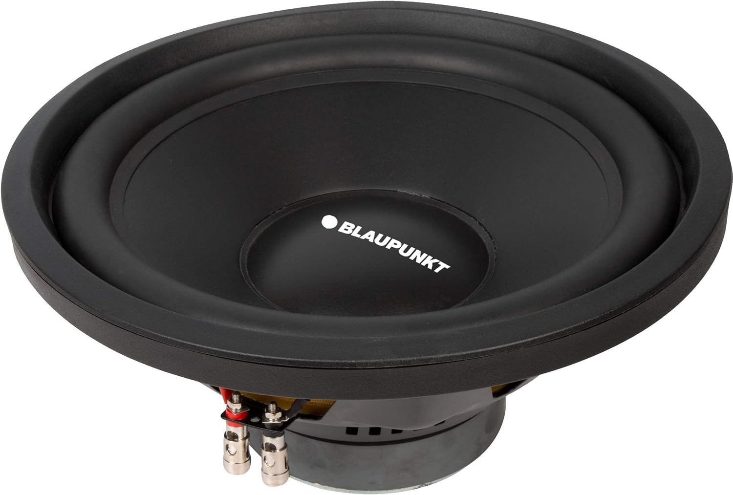Side view of the BLAUPUNKT BPW-E12S subwoofer, showing its depth