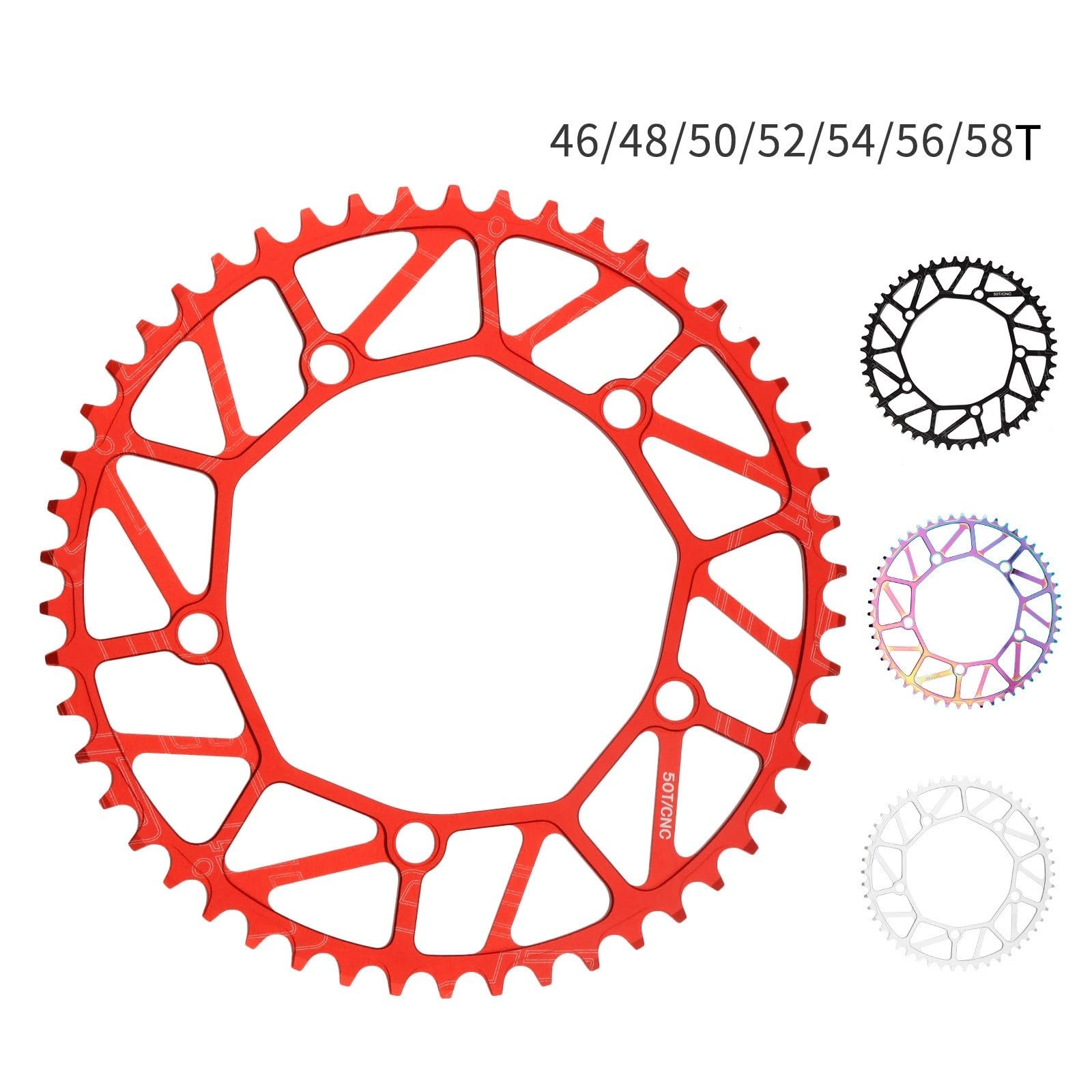 Platos para Bicicletas Juego de Platos y bielas Cadena 130 BCD Hueco 46/48/50/52/54T/56T/58T Bicicleta Pista Marcha única Rueda Ancha Estrecha Redonda 130bcd Unisex