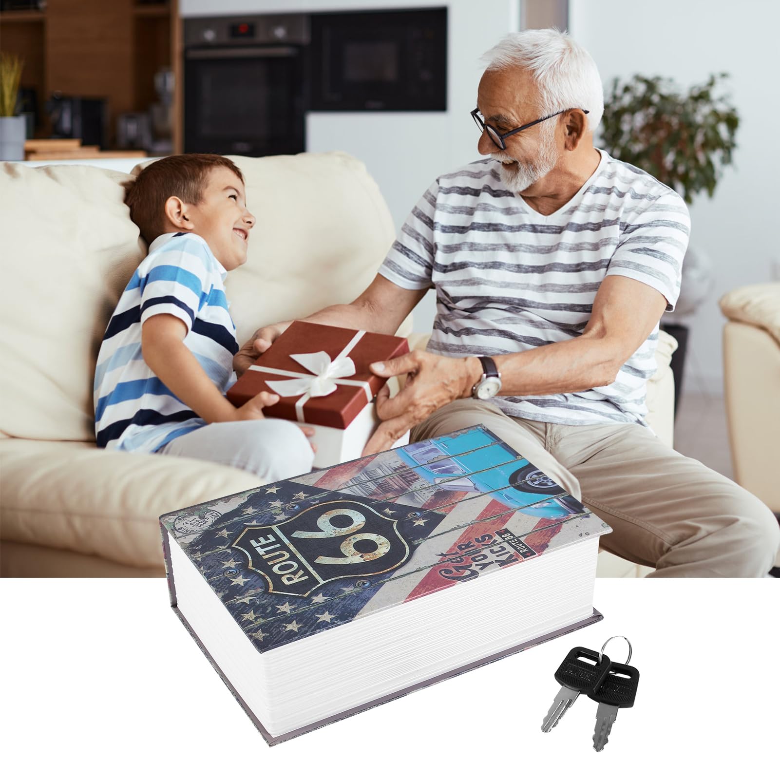 Book Safe with Combination and Key Lock, Hidden Storage Box, Security Storage Case for Valuables, Silver Colours, American Dream Type - Image 2