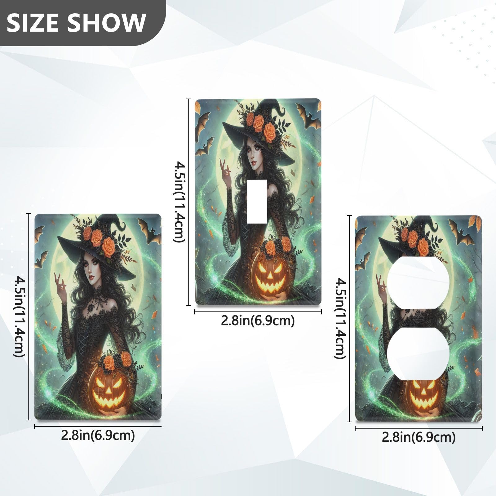 Witch Pumpkin Halloween Light Switch Cover Decorative Receptacle Outlet Wall Plate Guard Plastic Outlet Covers for Living Room Home Decor Kitchen (Toggle Switch)