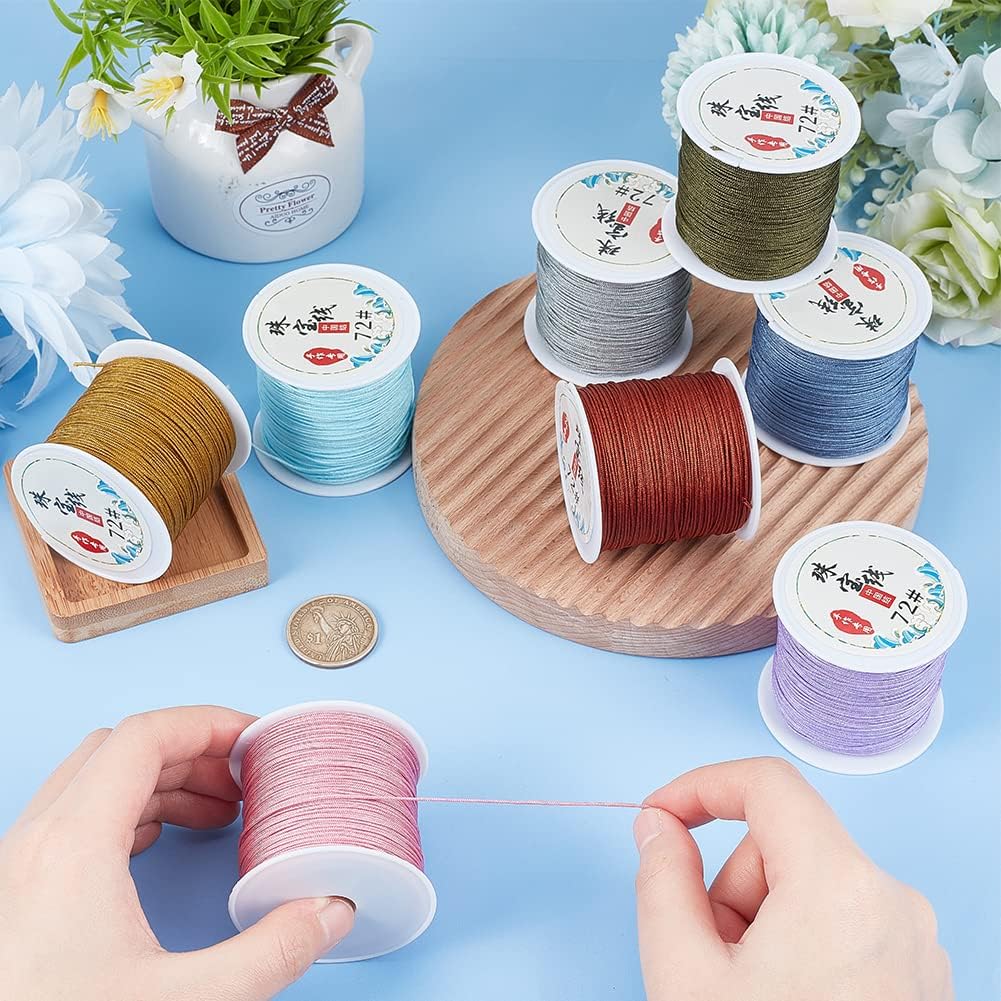 PH PandaHall 392 Yards 0.8mm Nylon String Cord 8 Colors Bracelet String Chinese Knotting Cord Macrame Nylon Thread for Kumihimo Braided Bracelets Necklaces Jewelry Making Wind Chime Parts - Image 6