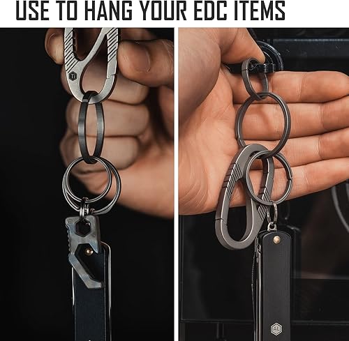 Miniatura 9 de KeyUnity Paquete de cuchillos plegables de titanio KK02 y llavero plano de titanio KA19