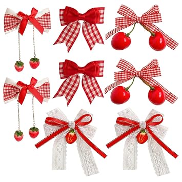 8Pcs Baby Girls Hair Bow Clips Cute Bow Fully Lined Alligator Red Hair Bows Barrettes for Little Girls Teens Toddlers