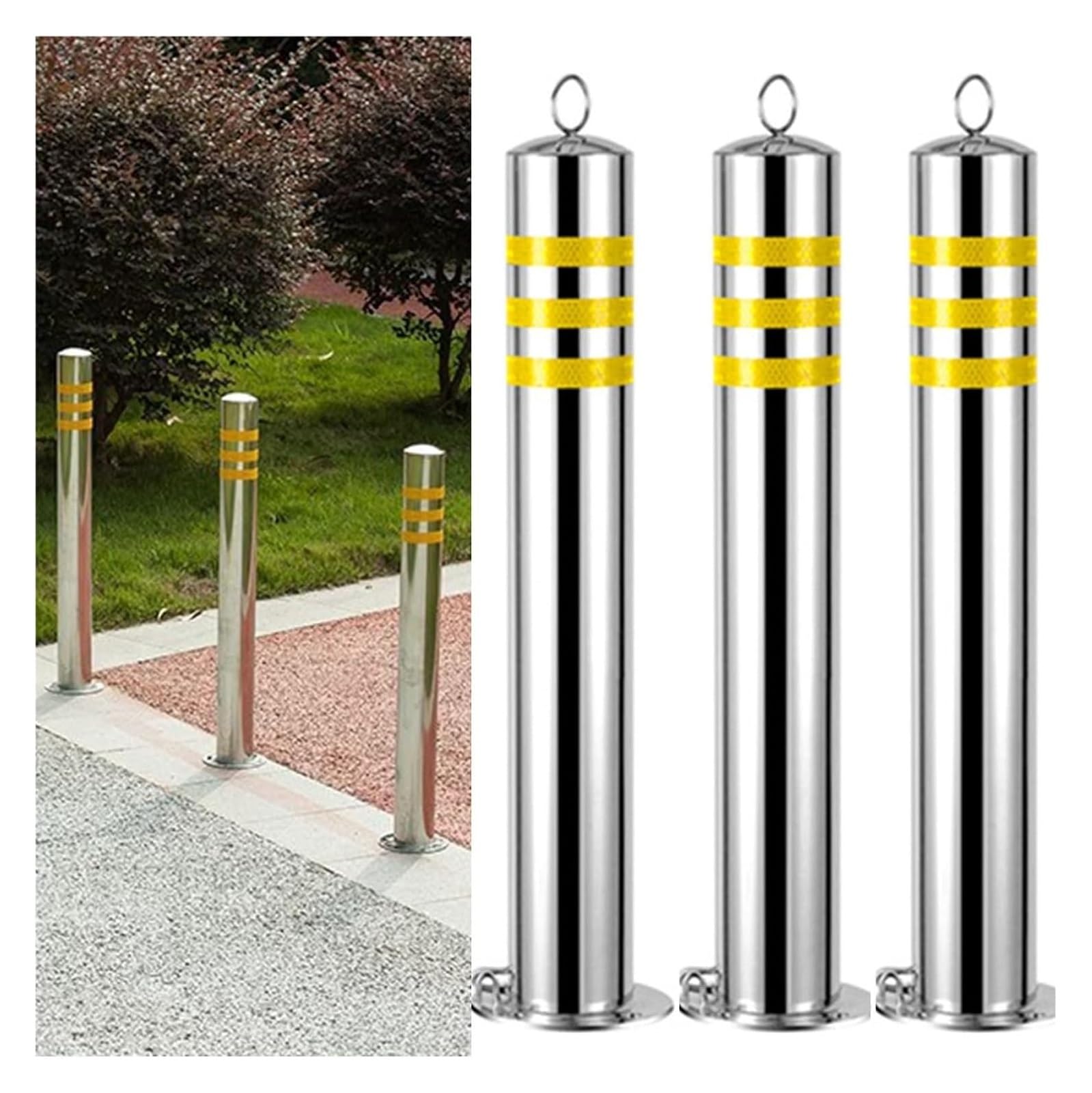 GTHTUHFD Traffic Delineator Posts With Reflective Tape - Durable Road Safety Cones For Parking Lots, Garages, And Street Use - Enhance Visibility And Safety,3pack-60cm/23.6