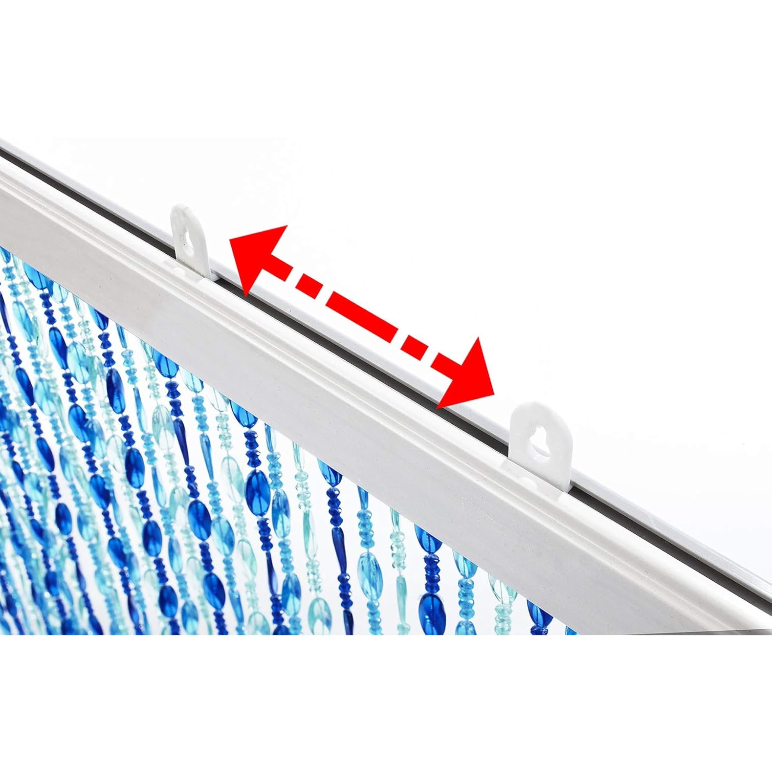 Kobolo Perlenvorhang Ocean 90x200cm blau, Türvorhang mit 72 Strängen je 0,9cm, dekorativer Fadenvorhang als Insektenschutz & Raumteiler, lichtdurchlässiger Vorhang für Balkon- & Terrassentür