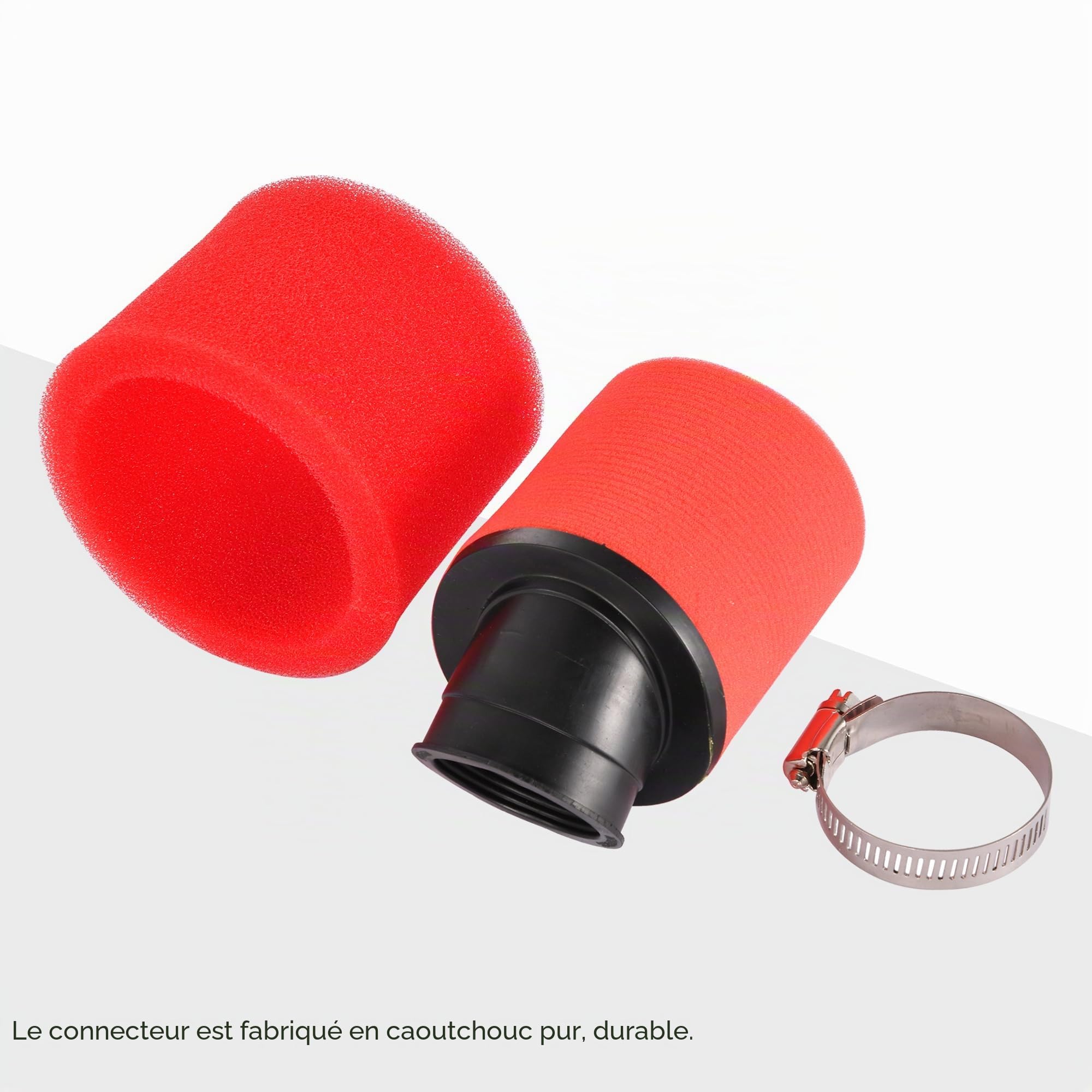 GOOFIT 45mm Filtre d'Air Double Mousse Éponge Nettoyeur Bouche Angle Biseau Rouge Remplacement pour 50cc 70cc 90cc 110cc ATV quad buggy scooter 125cc 150cc dirt bike motorcycle go kart