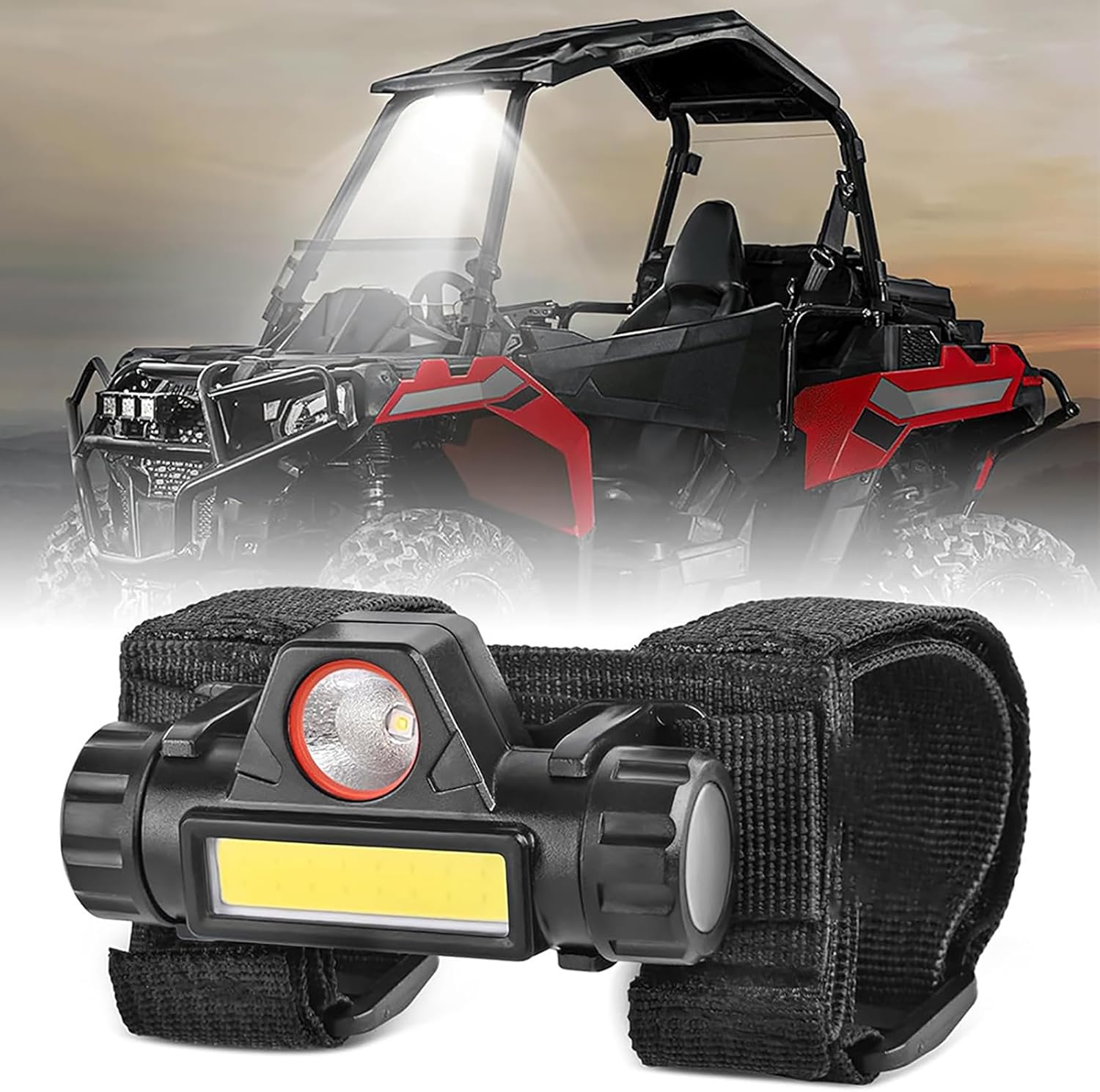 UTV Roll Bar Roof Light with Straps for Kubota RTV-XG850 2015-2026, Overhead LED Light Bar for UTV Side by Side, Strap Mount Off-Road Interior & Exterior Lighting