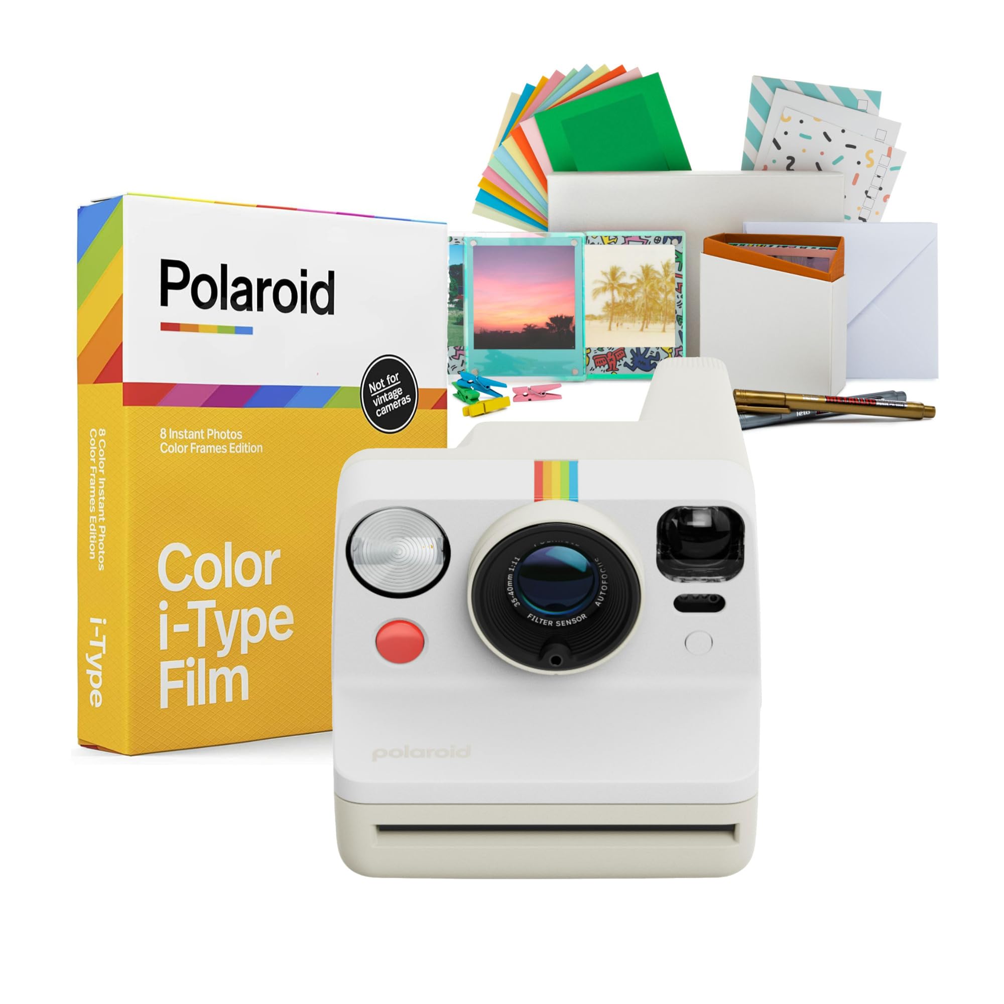 Polaroid Now Generation 3 Analog Instant Camera with Two-Lens Autofocus System (Pebble White) Bundle with Focus Camera Film Kit, and Color Film for i-Type (3 Items)-image-27