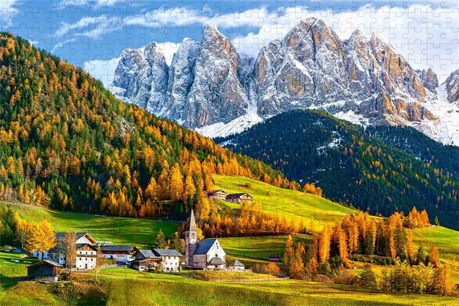 Bergbrücke über den Fluss – 6000-teiliges Holzpuzzle – Schwieriges Puzzle-Sammelspiel für Erwachsene