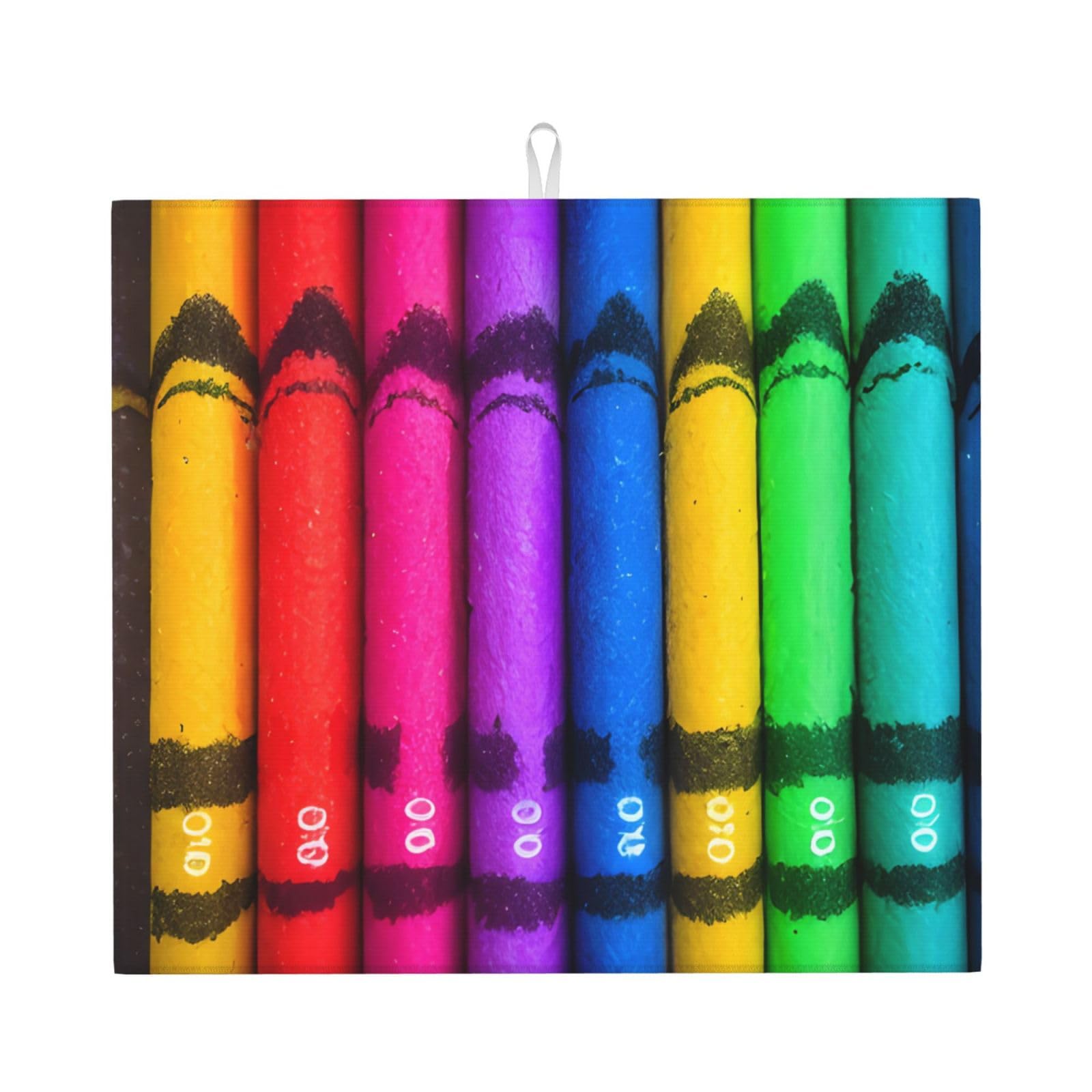 HJFCZH colored crayons Prints Kitchen Drying Mat – Absorbent Microfiber Throw for Dishes, Non-Slip Counter Cover, Quick-Drying Layer with Fade-Resistant Print