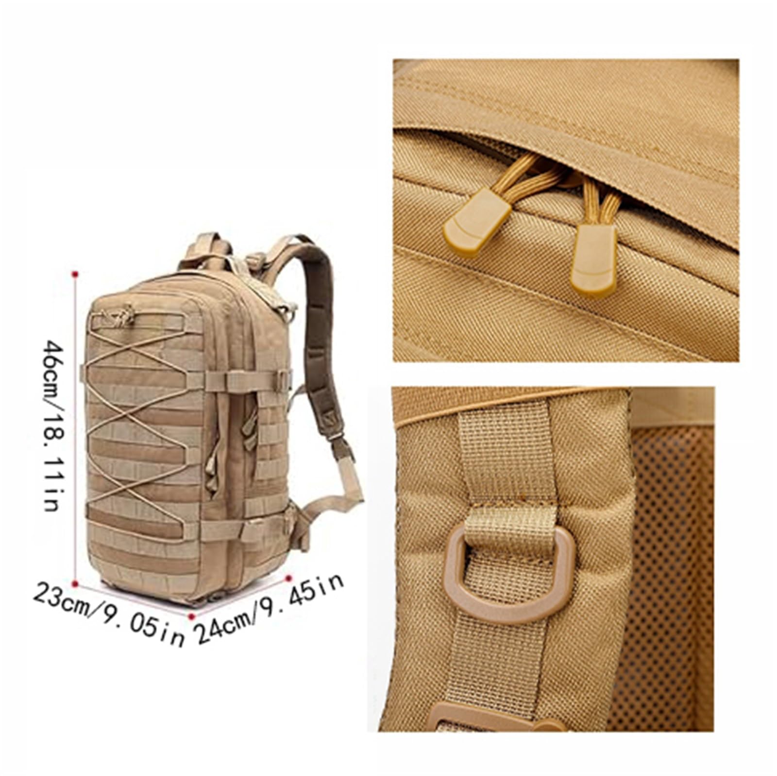 Outdoor 20-35l Military Tactical Assault Hiking Oddychający Plecak, Casual Waterproof Travel Camping Daypack, Do Jazdy Na Rowerze I Na Rowerze Szkoły Pieszych Wędrówek, Trekkingu, Polowań(Army green)