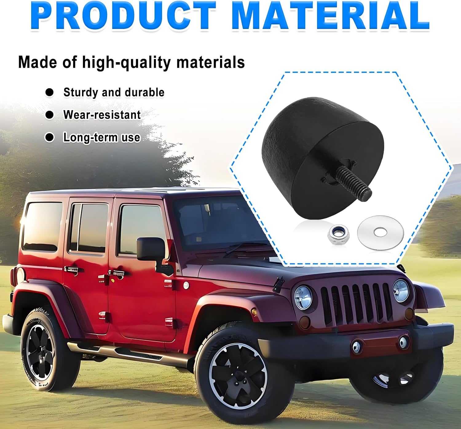 2 Pcs Black Rubber Hood Bumper Cushion Stops for Front End Protection and Shock Absorption Compatible with 1987-2018 Jeep Wrangler JK Models Replaces OE# KJ71051BK