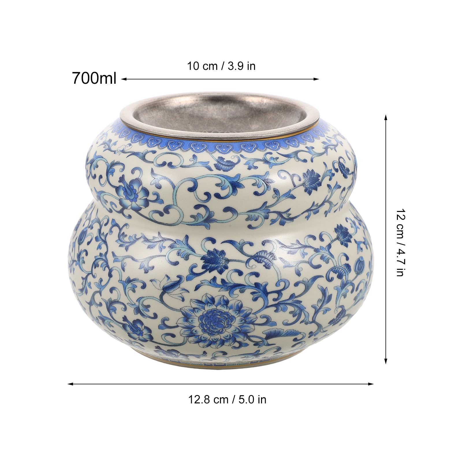 SOLUSTRE Tradycyjny chiński porcelanowy pojemnik na resztki herbaty 700 ml | Pojemnik na ścieki Lotus Design z sitkiem do stanowiska do parzenia herbaty Kung Fu, organizacja biurka