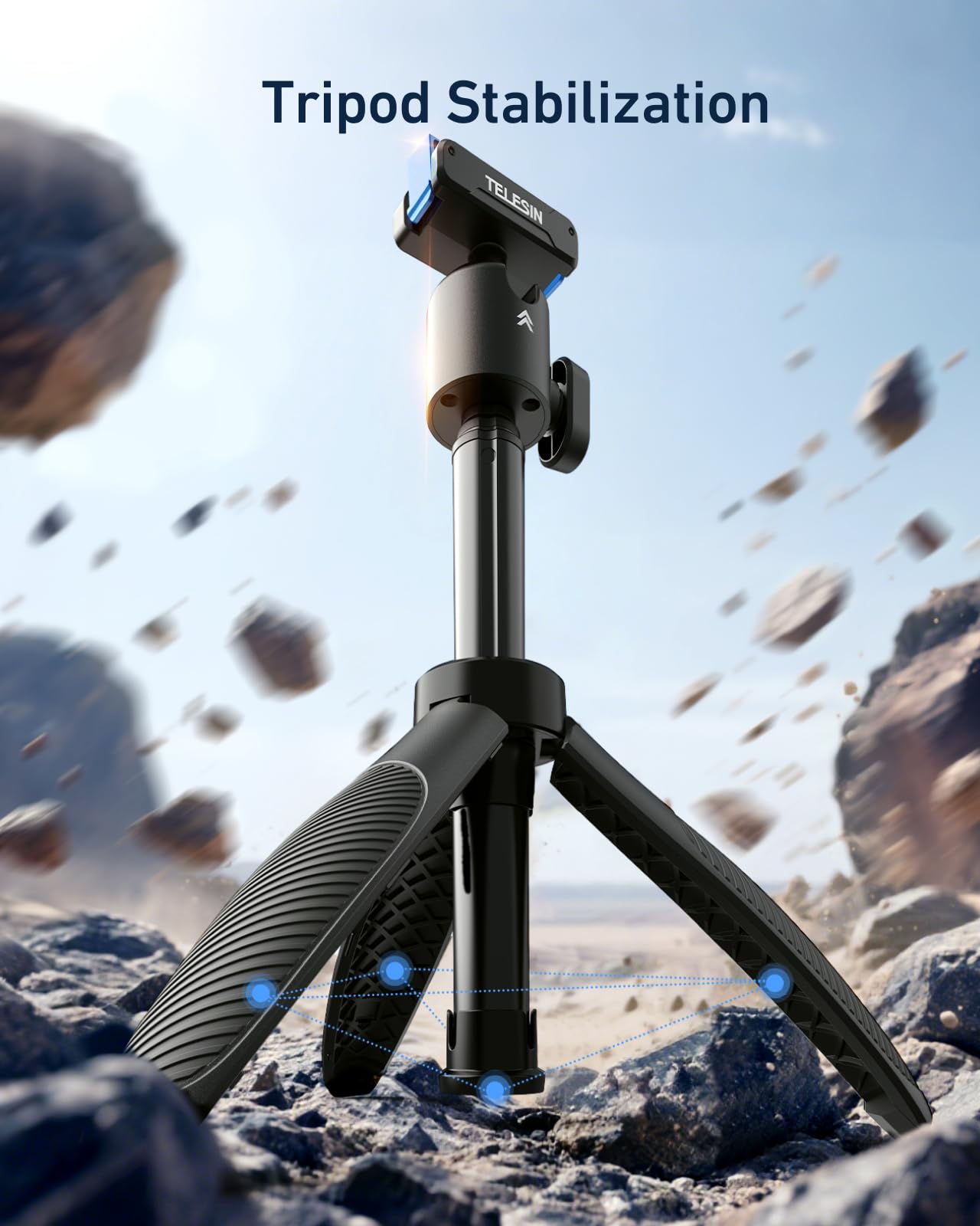 TELESIN 40 cm Mini statyw do selfie, magnetyczny uchwyt do selfie, przenośny monopod vlog, regulowany 360°, wydłużony biegun do DJI Osmo Action 5 Pro/4/3, akcesoria do aparatu