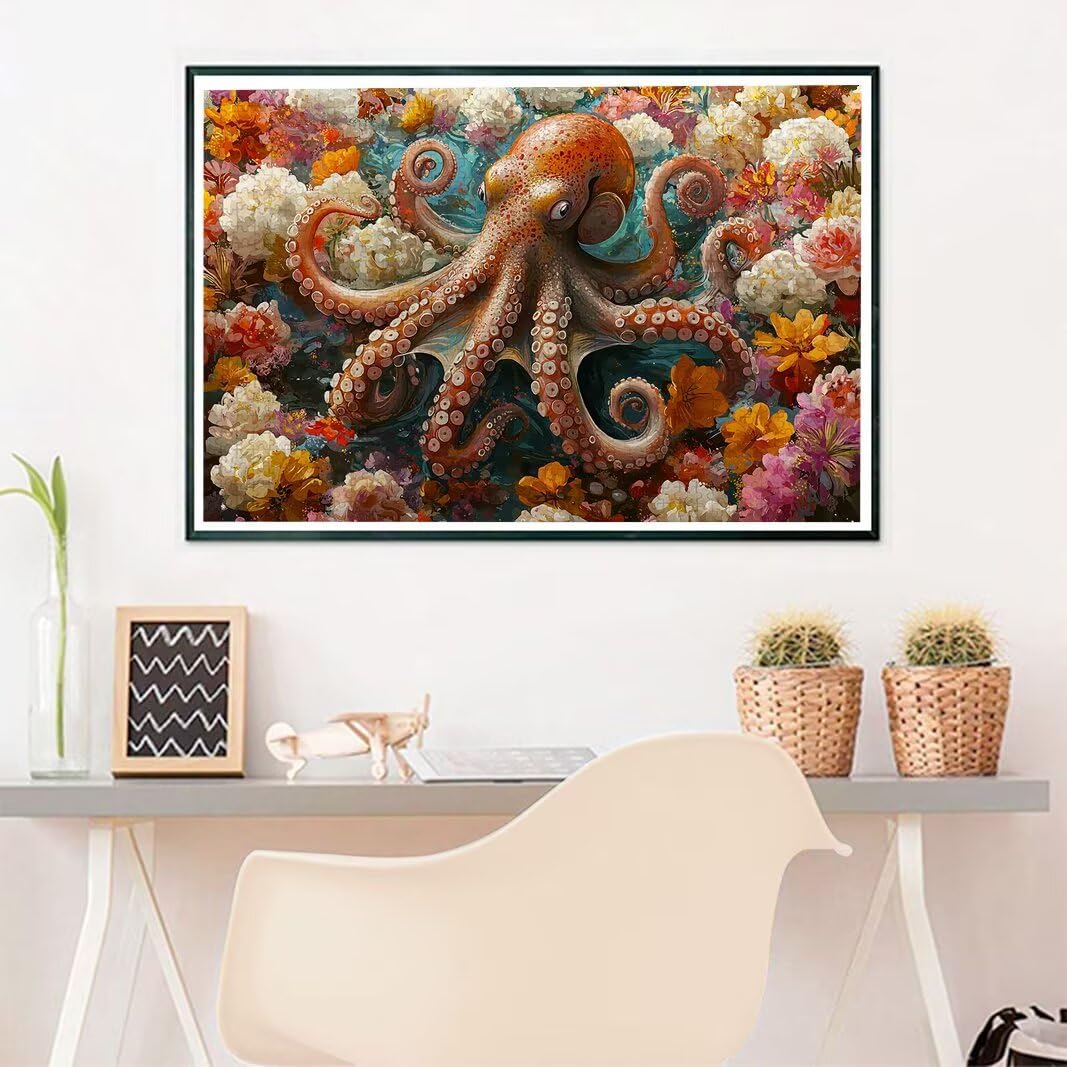 Ośmiornica dla dorosłych 6000, 6000 puzzli dla dorosłych, 179,5 x 105,5 cm, twarde, niemożliwe, drewniane puzzle, wymagająca gra dla całej rodziny, wystrój domu, motyw: (zwierzę), -7273