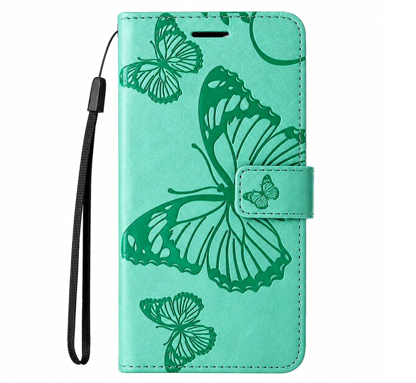 TROUNCE Butterfly Embossing Shock Proof Flip Cover with Card Cash Holder Wallet Case & Magnetic Lock|Mobile Cover|Back Cover-Sea Green for OnePlus 11R 5G-image-0