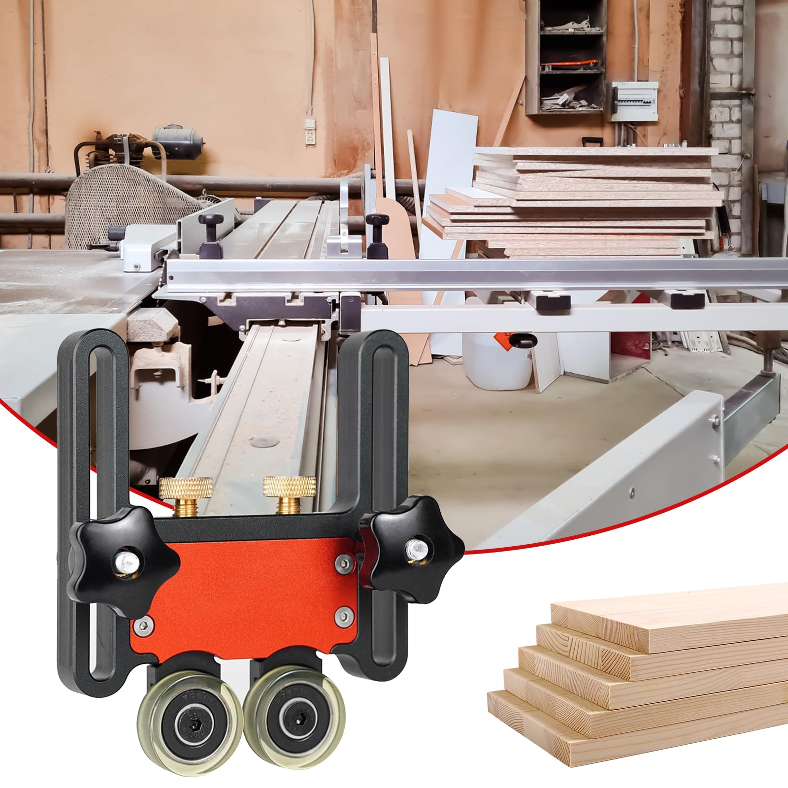 Woodworking Bearing Roller Feeder Guider, z blokami ślizgowymi, deska sprężynowa do pił stołowych, pił taśmowych, frezarek, pras stołowych, prowadnic do pokarmu (2)