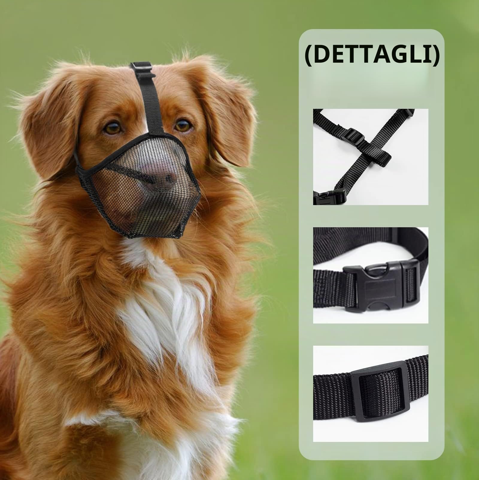 Museruola per Cani con Maglia Arrotondata, Museruola Traspirante per Cani Piccoli Medi Grandi, Impedisce di Masticare, Rosicchiare e Mordere(L, Nero)