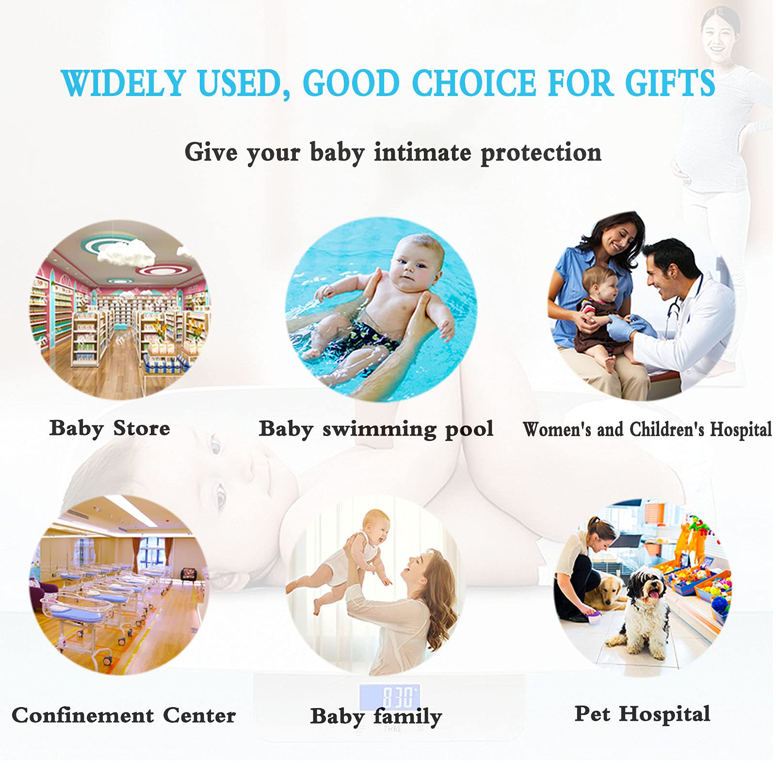 Bilancia Neonato,Bilancia Neonati Digitale Professionale,Bilancia Neonato E Adulti,Bilancia per Animali,Bilancia di Precisione Pesa Bimbi con Display Lcd60.5 * 26.5Cm(Bianco)