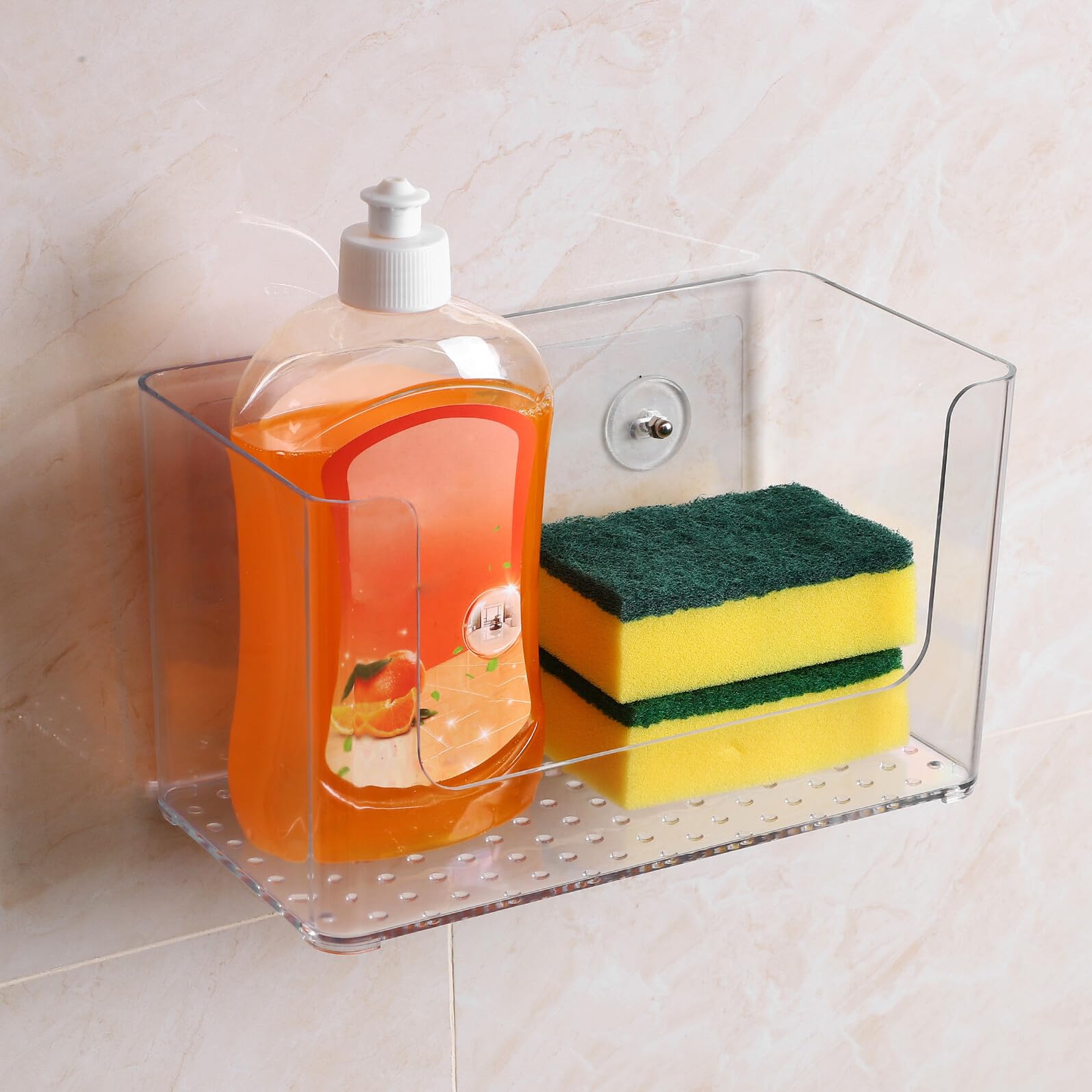 Gatuida 2 pezzi Scatola Portaoggetti da Parete Adesiva Trasparente Organizer Doccia Multifunzione per Bagno e Cucina con Design Sicuro e Facile da Pulire