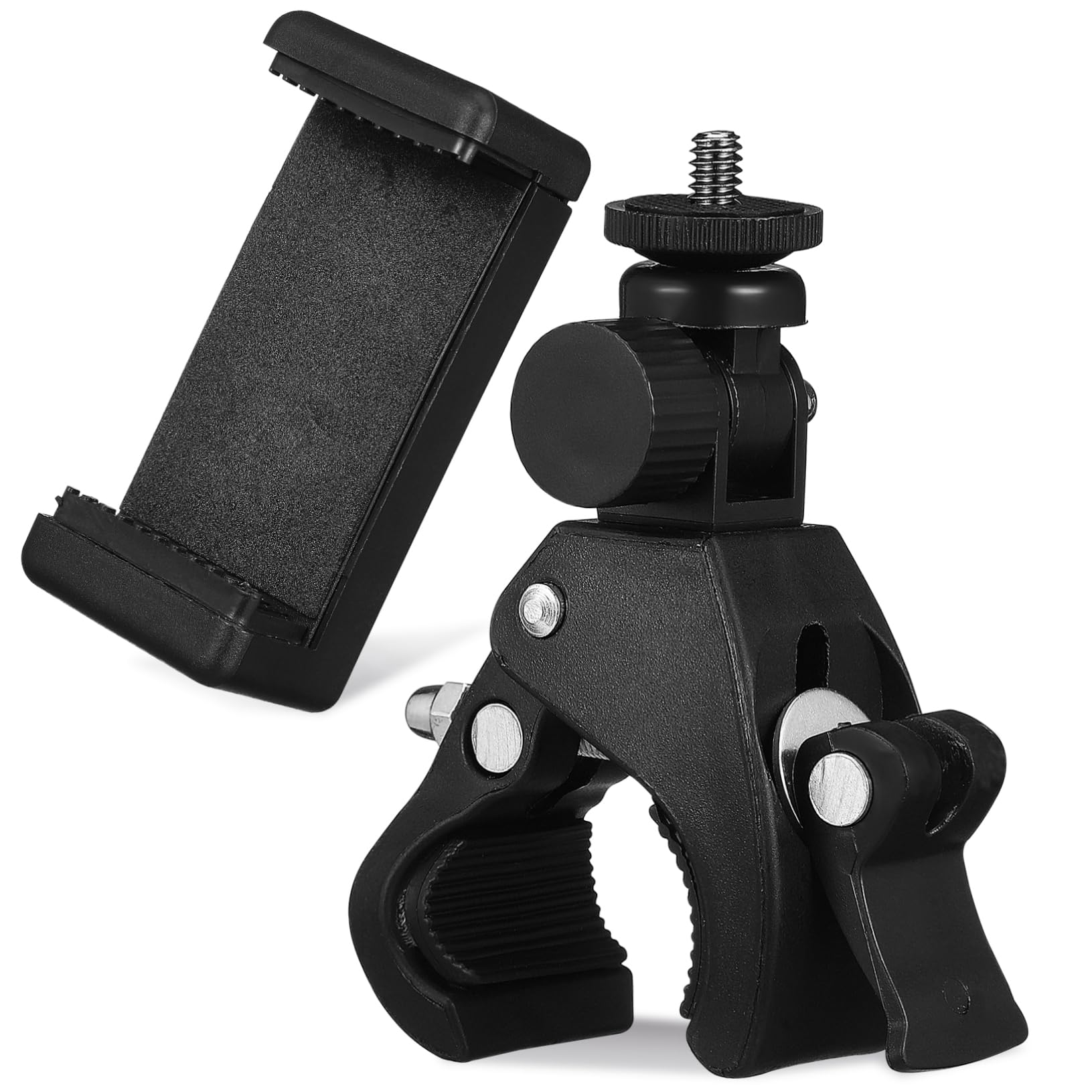 Lurrose 1Set Adjustable Mic Stand Phone Holder Clip Rotating Phone Clamp for Microphone Stands Versatile Mount for Musicians Podcasters and Vloggers Durable and Easy to Install
