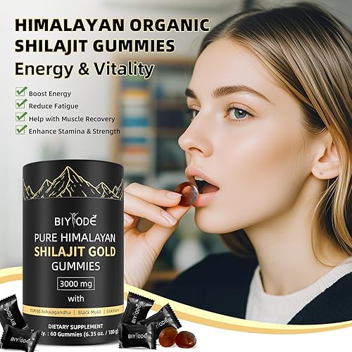 Miniatura 8 de Shilajit - Gomitas puras Shilajit del Himalaya ricas en Ashwagandha Gaulshura ácido fúlvico 85 micronutrientes, adecuadas para hombres y mujeres,