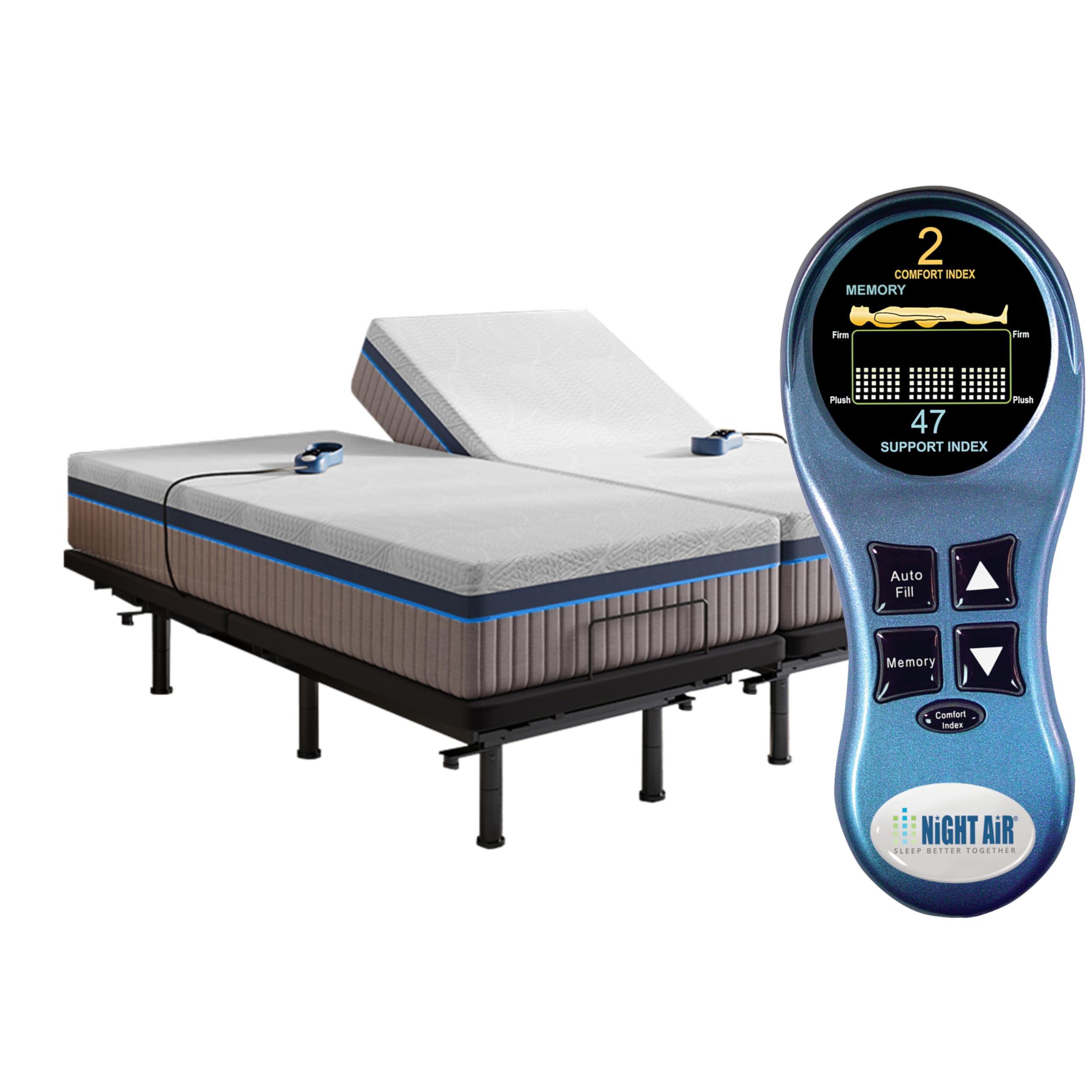 Split King 14" Night Air, 2-Zone Comfort, Gel Foam, Gellux Airflow, Ice Lux Washable Cover, Mattress Only