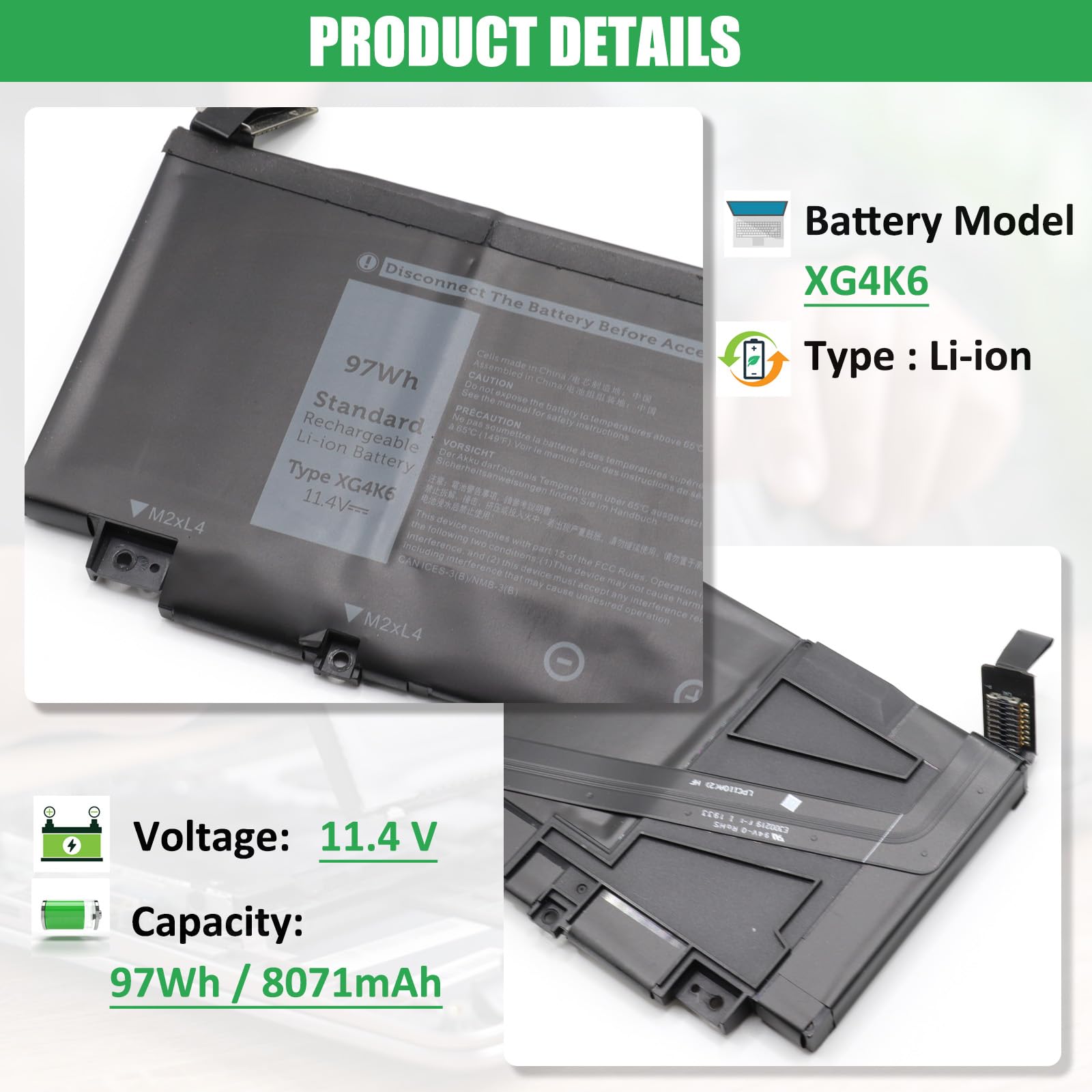 eX.computernote N1503K i7 8550u バッテリー94% Amazon.com: RHKRKQN XG4K6 Laptop Battery Replacement for Dell XPS