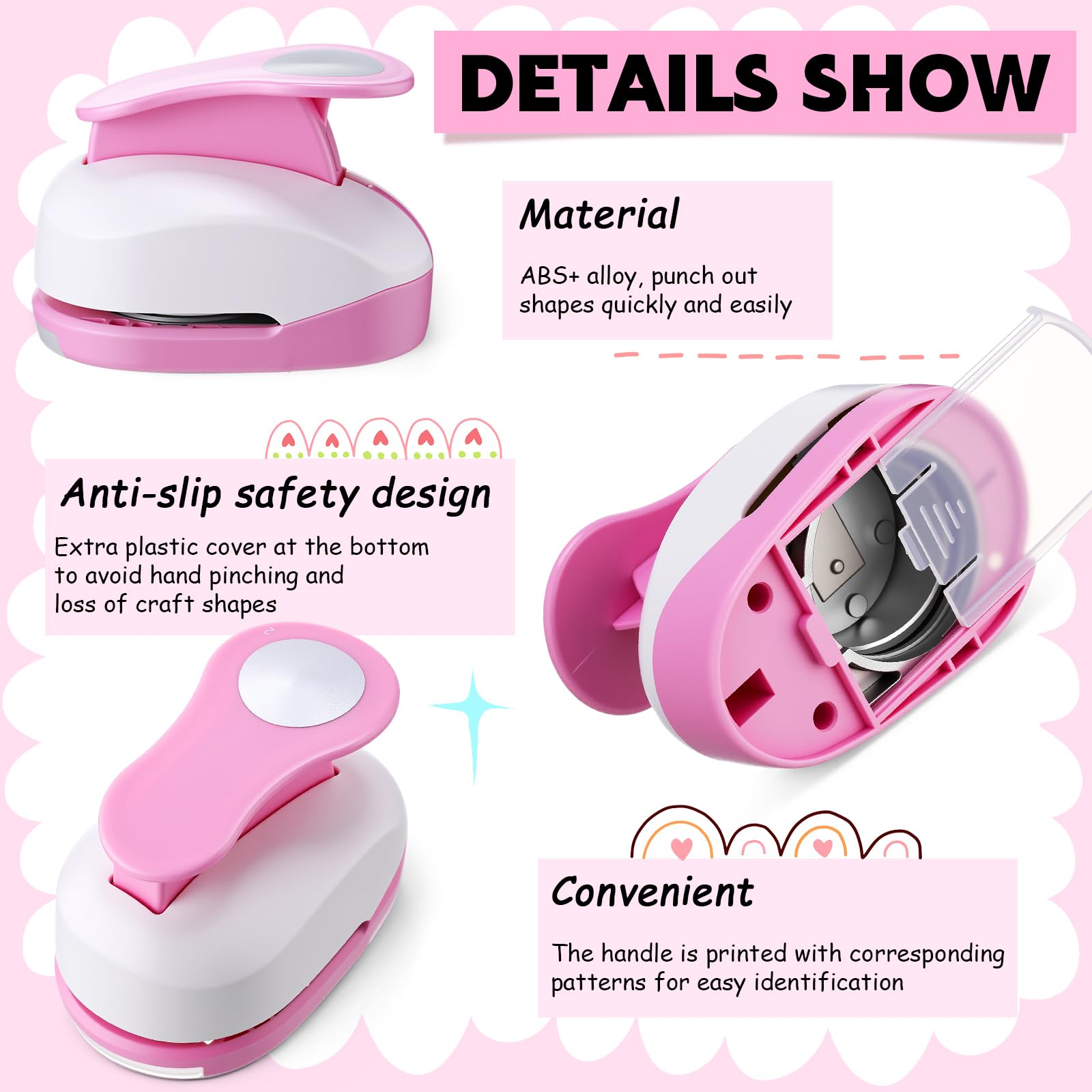 CHENGU Confezione da 3 perforatrici circolari per lavori di carta, 5,1 cm, 2,5 cm, 1,5 cm, con 10 fogli di adesivi per scrapbooking, progetti fai da te, creazione di biglietti e album fotografici