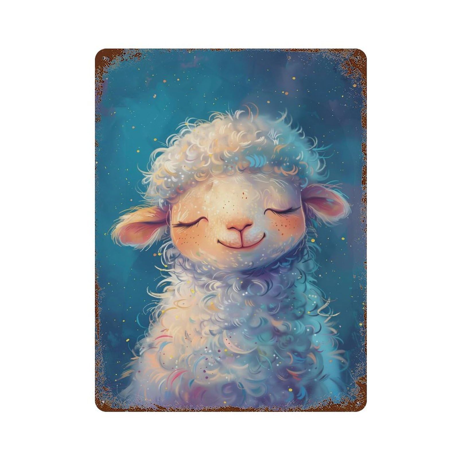 Retro Metal Sign with Cute Whimsical Sheep Design 15.7"x11.8", for Shed, Workshop And Garage Wall Decor, Industrial Home Decor