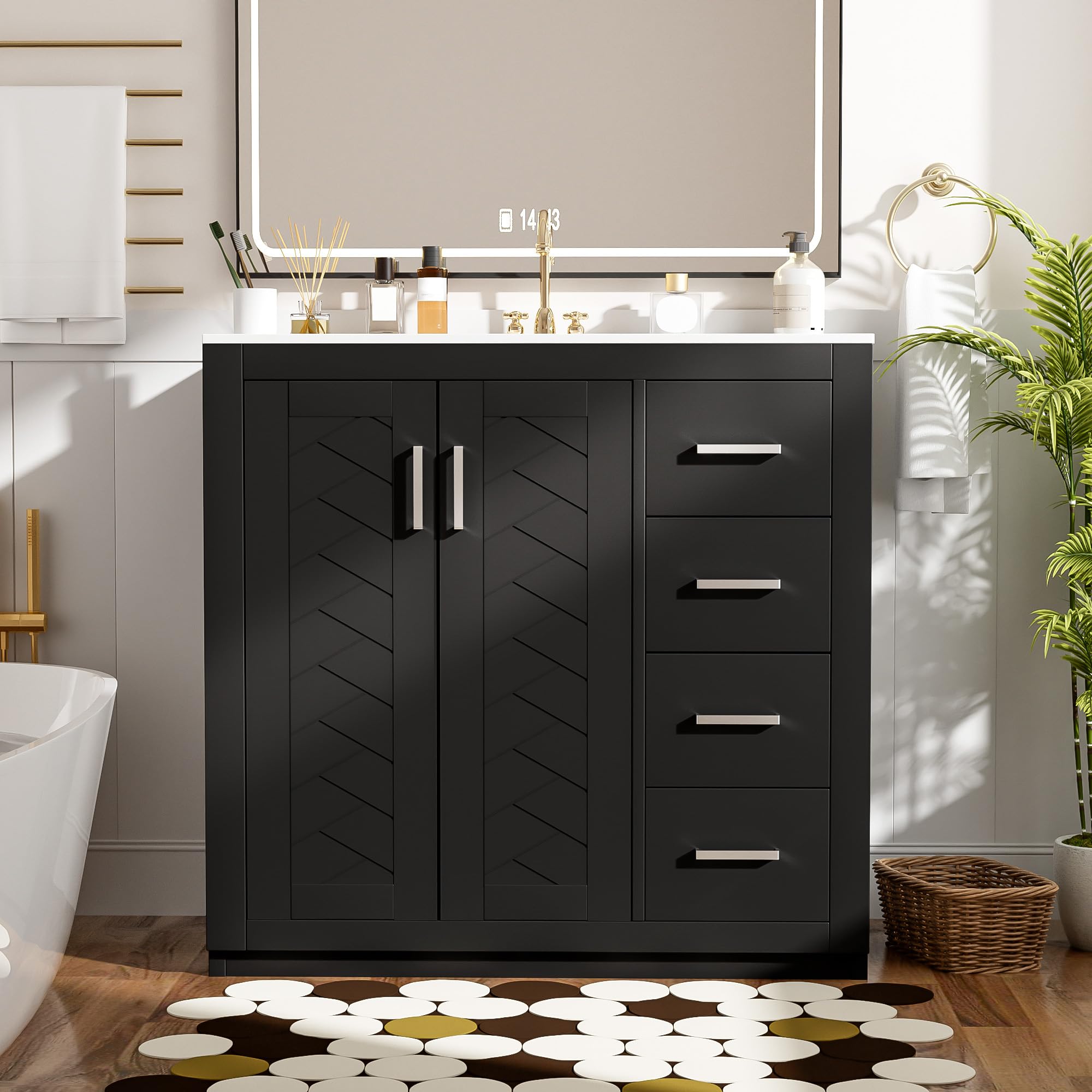 kureha⭐️36 Amazon.com: Virubi 36 Inch Bathroom Vanity with Ceramic Sink
