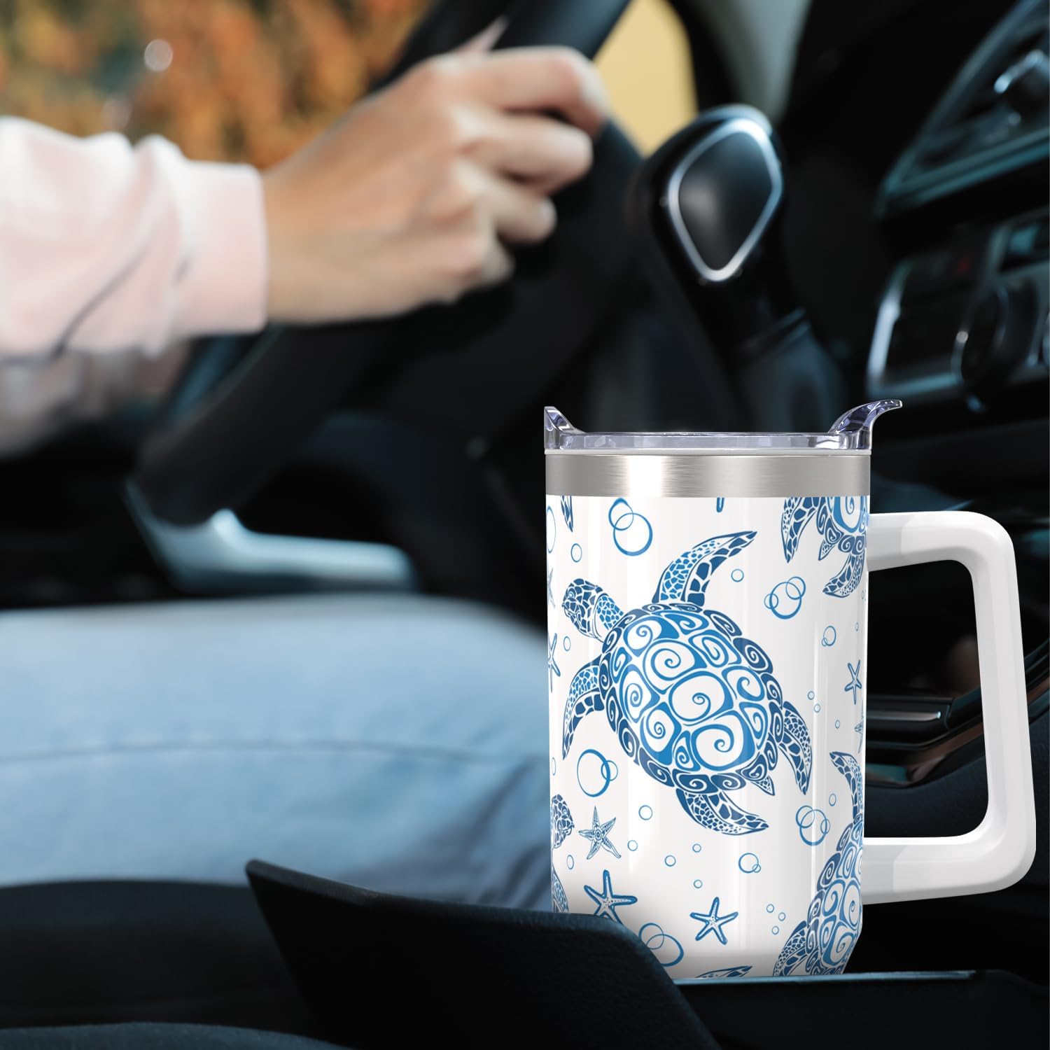 30oz Stainless Steel Sea Turtle Tumbler with Lid and Straw - Ocean Insulated Turtle Cup for Women's Gifts - Image 5