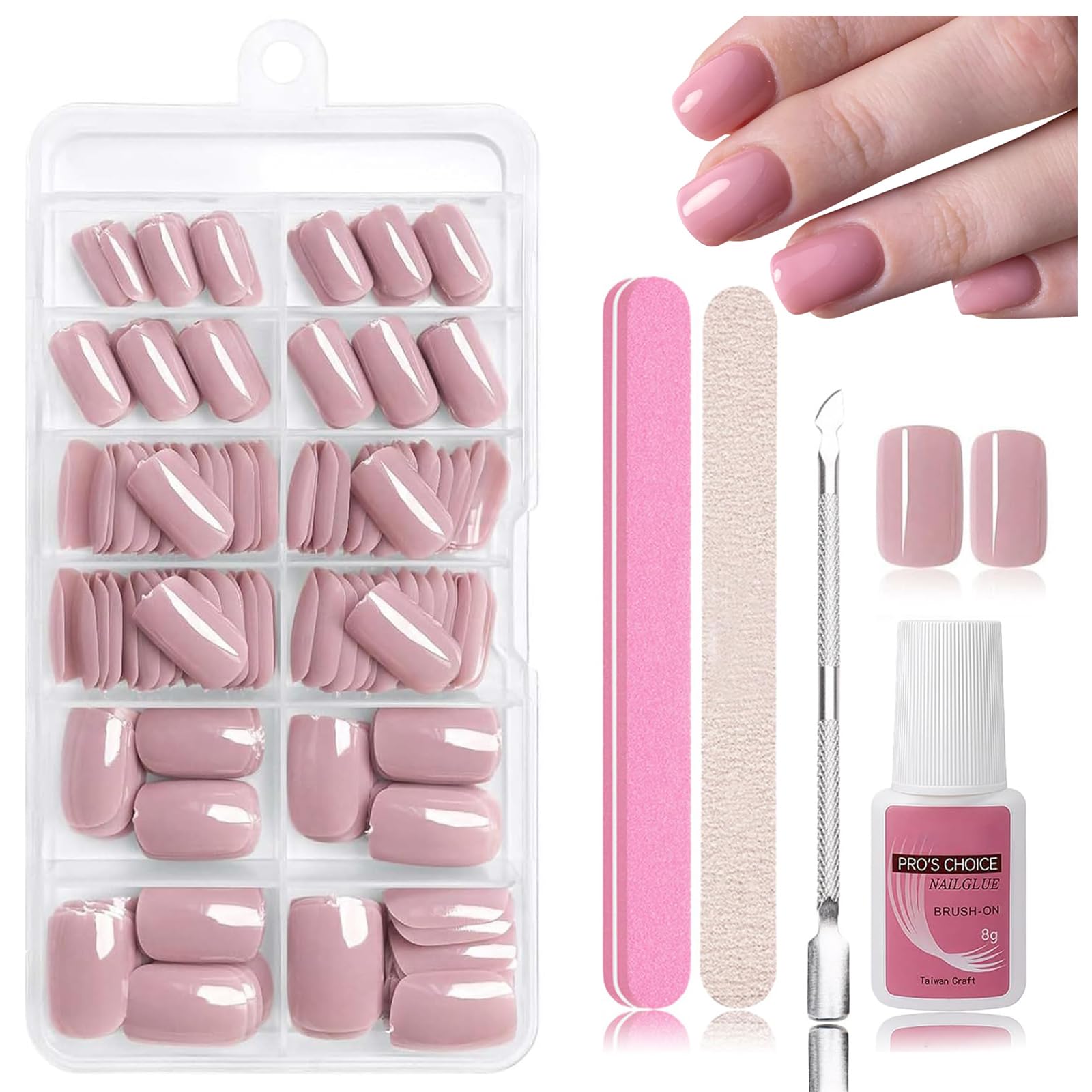 Nymora Press on Nails, 240 unidades de uñas postizas para pegar, puntas de gel suaves, material ABS, incluye pegamento para uñas de 8 ml, lima de uñas, empujador de cutículas, caja de almacenamiento — view 8