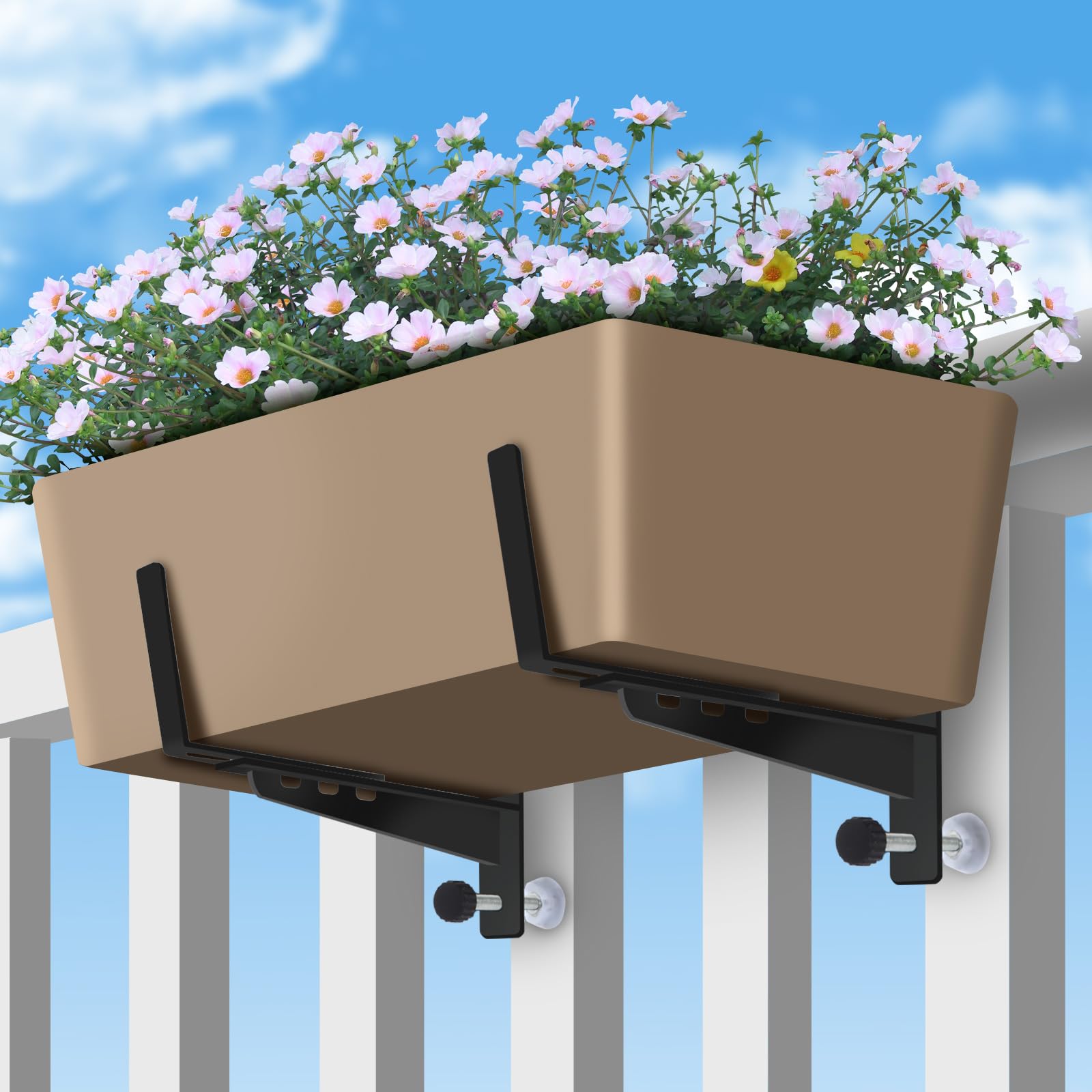 Sekcen 6 Stück Blumenkasten-Halterungen für Blumenkasten, verstellbare Deckschienenhalterungen