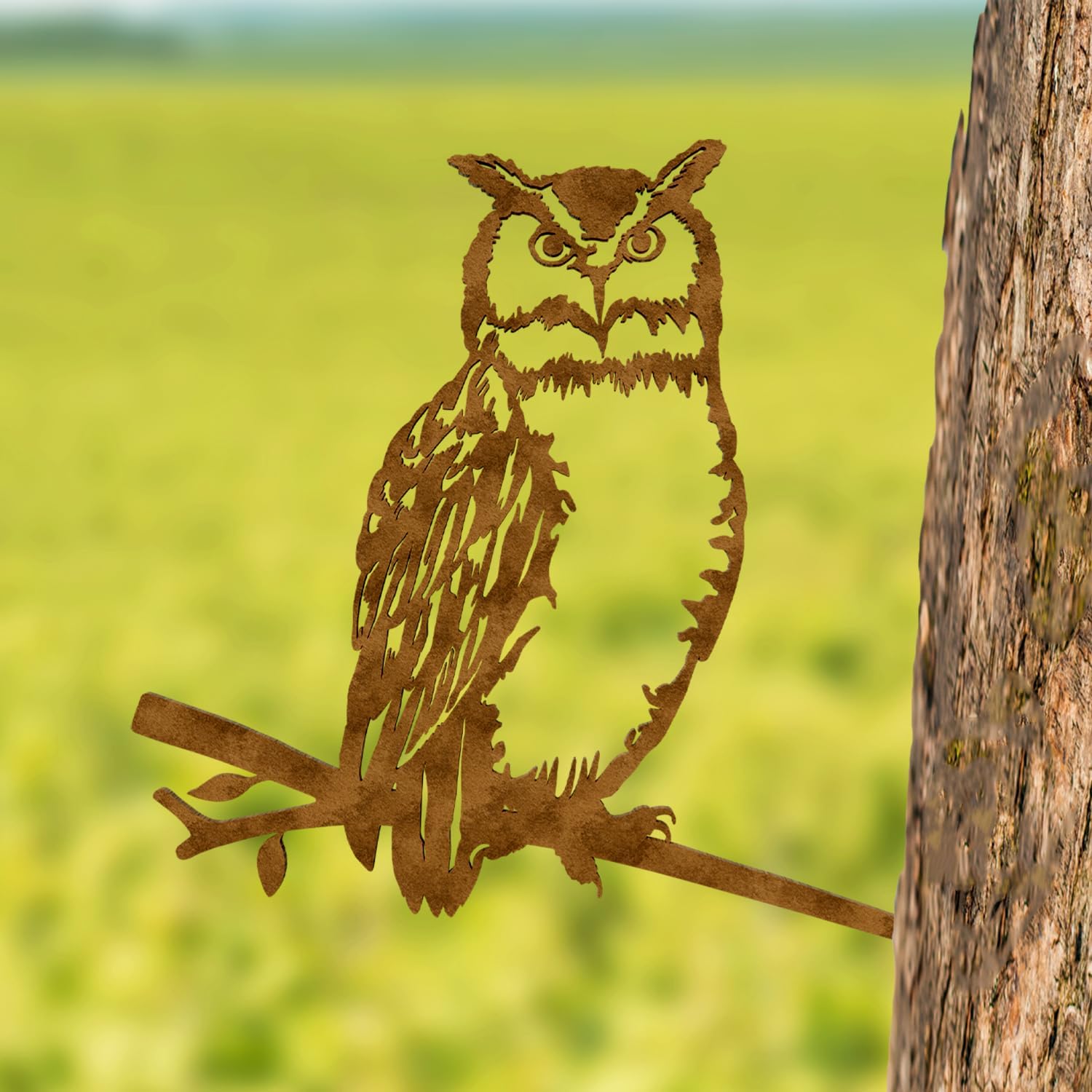 NOAHAMMER Birds Silhouette Yard Decor - Outdoor Metal Rusty Owl Statue Garden Decoration Art - Art Gifts Steel Metal Silhouette Bird on Tree