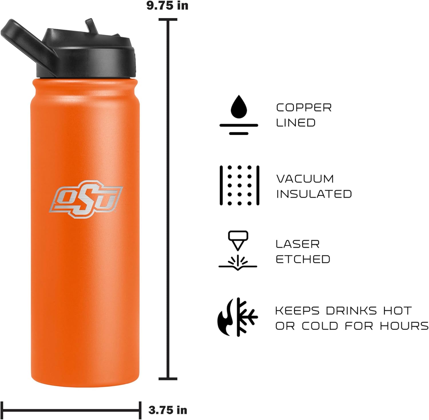 FANMATS NCAA Oklahoma 24 oz Stainless Steel Water Bottle 2 Pack — Team Color & White | Easy to Carry Lid