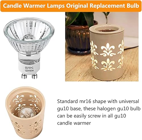 Miniatura 3 de Paquete de 6 bombillas halógenas GU10 para iluminación de pista y empotrada, 120 V, 50 W, MR16, calentador de velas con cubierta de vidrio, larga