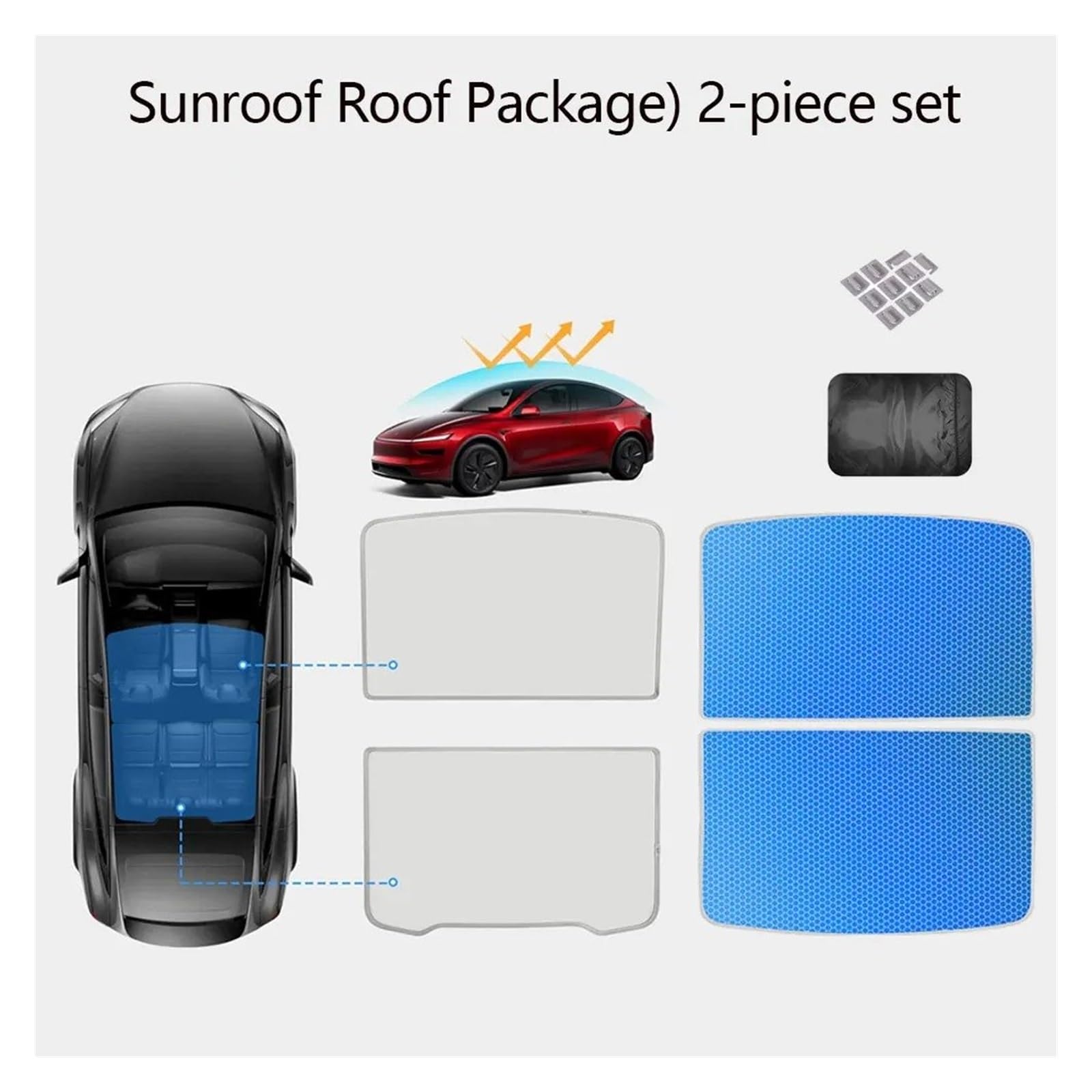 Parasoles para Tesla Model 3 Highland Model Y 2017-2026 Ice Cloth Buckle Pare Glass Front Rear Sunhead Roof Skylight Accessory(F)
