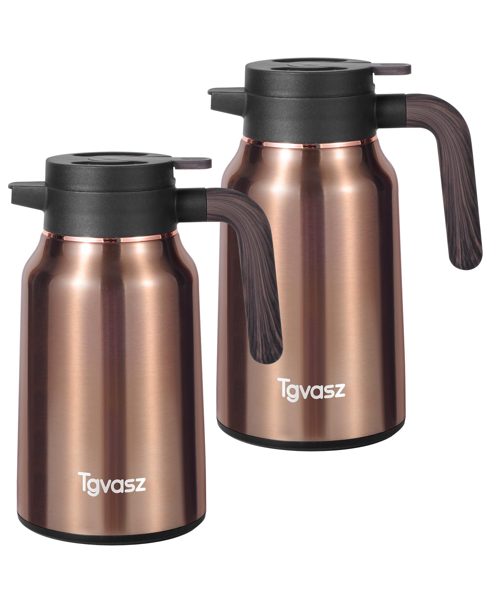 Jarras para líquidos calientes, 2 jarras de café térmicas aisladas al vacío de acero inoxidable para mantener el calor durante 12 horas, dispensador de café de 1.5 litros (dorado/dorado)