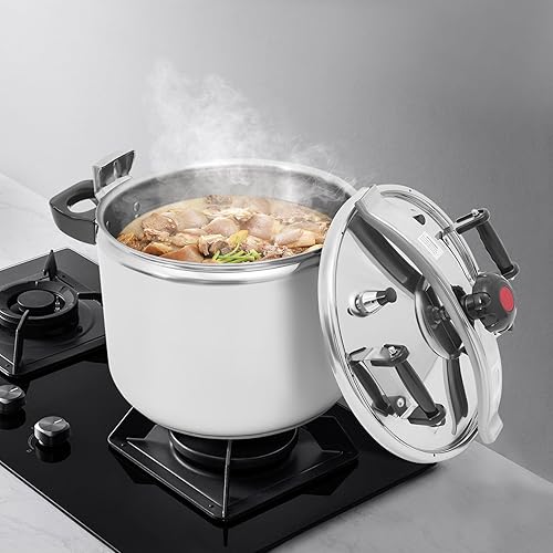 Miniatura 2 de Olla a presión de acero inoxidable de 40L42.27 cuartos de galón, olla a presión con dos clips de seguridad, compatible con cocina de gas y inducción